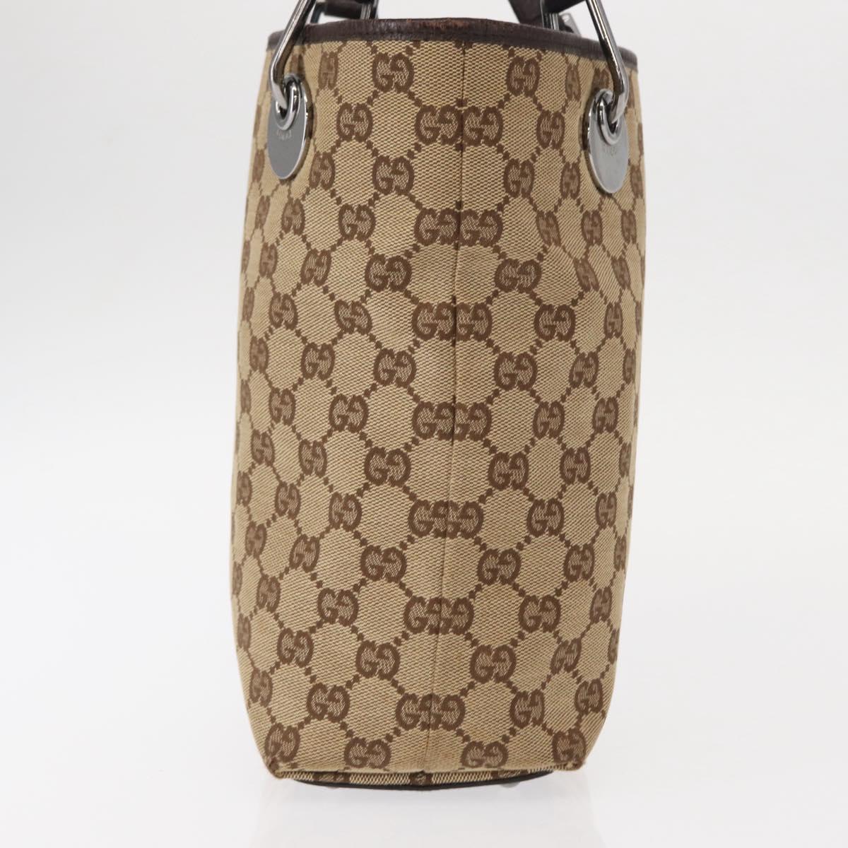 GUCCI GG Canvas Tote Bag Beige Silver 120840 Auth 153949