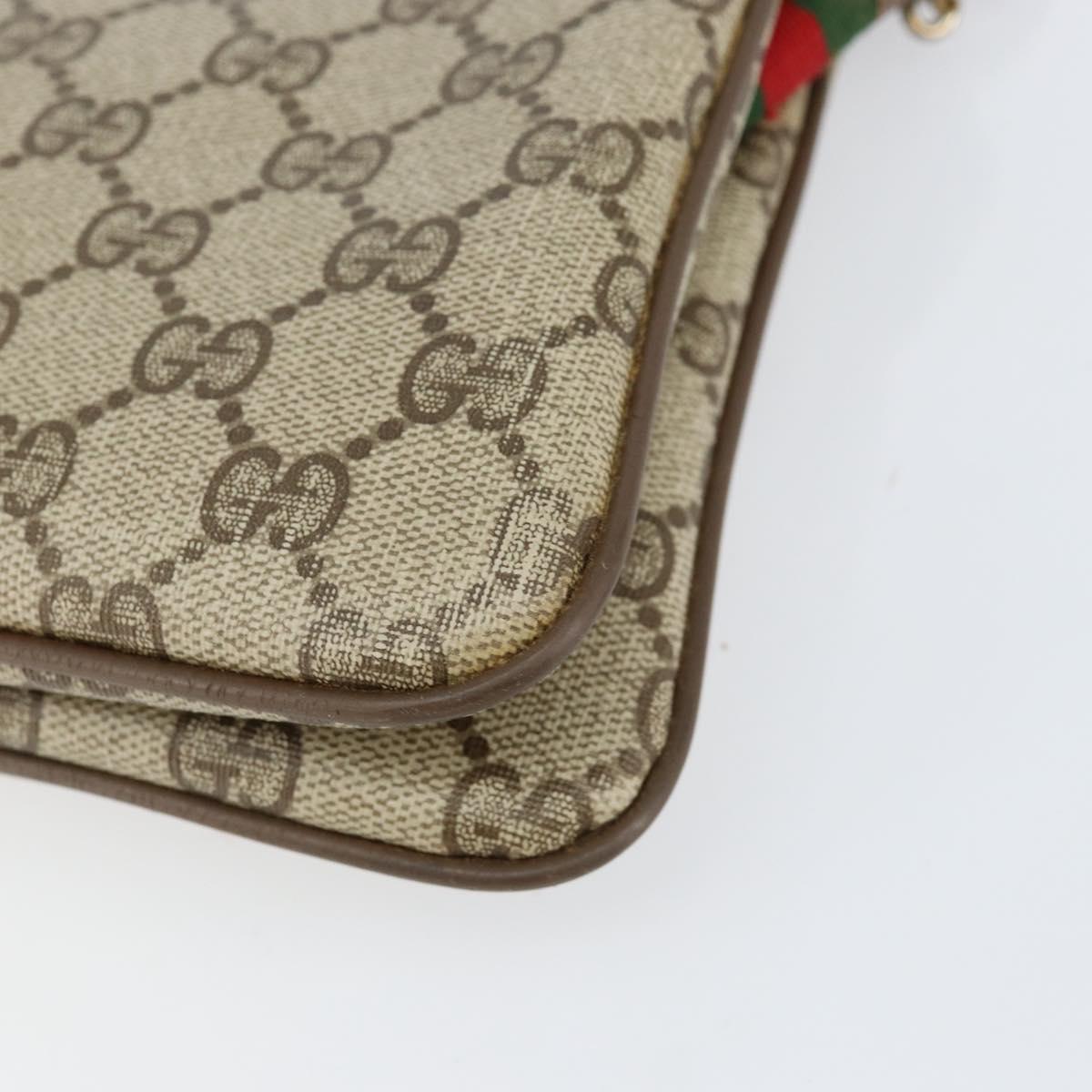 GUCCI GG Supreme Web Sherry Line Shoulder Bag PVC Beige 904 02 035 Auth 153952