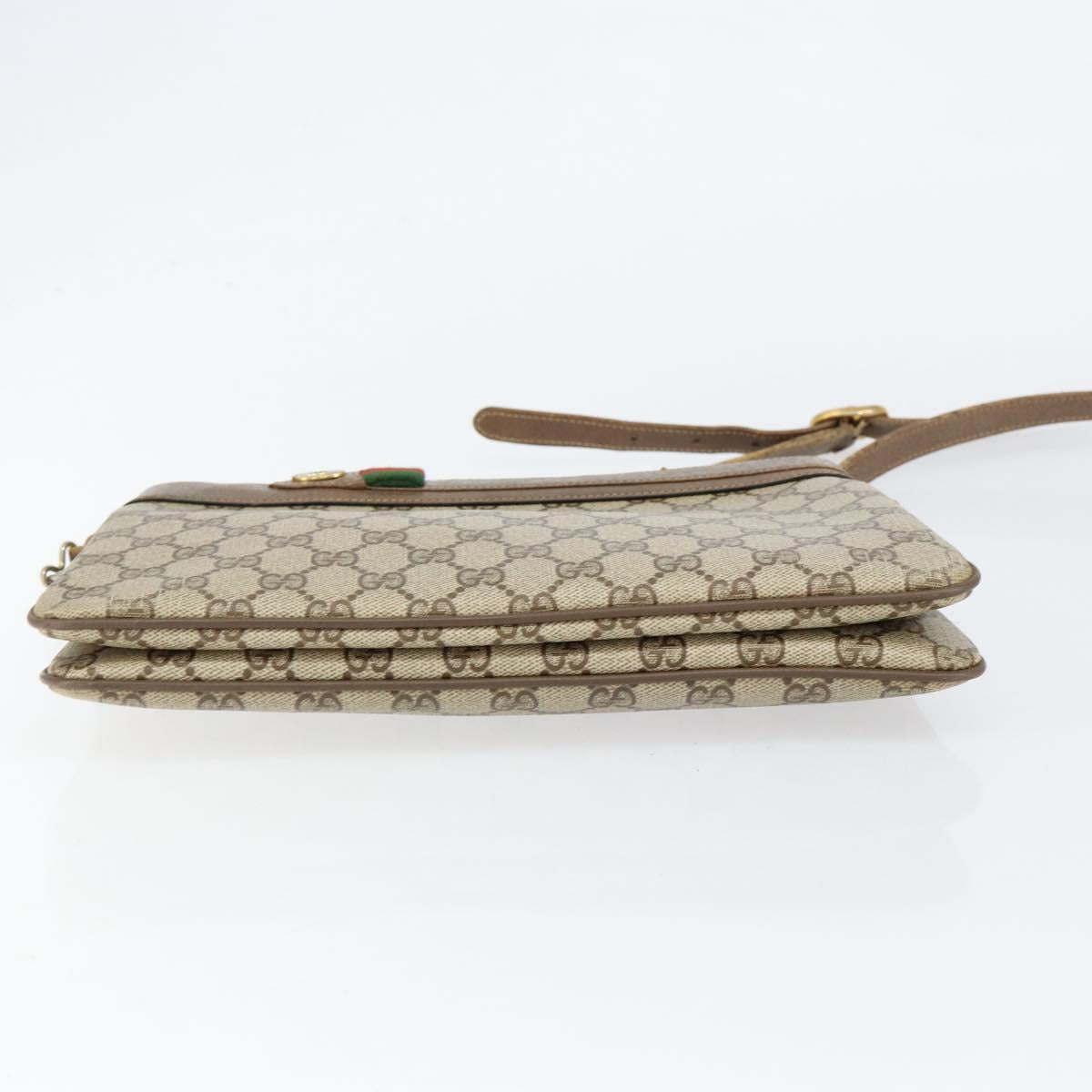 GUCCI GG Supreme Web Sherry Line Shoulder Bag PVC Beige 904 02 035 Auth 153952