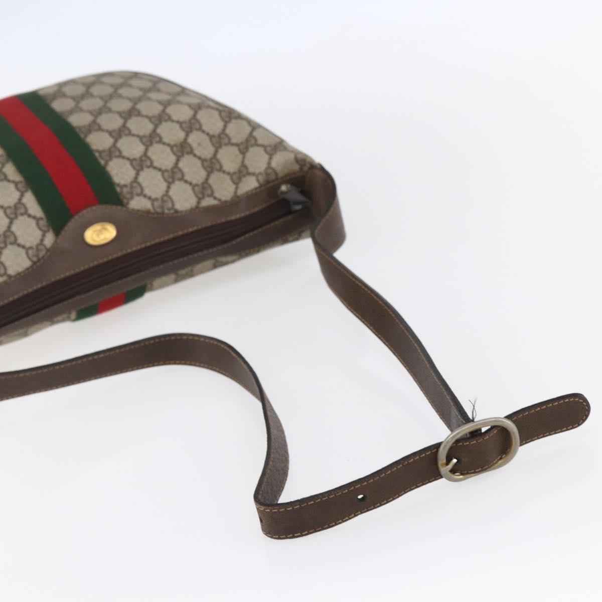 GUCCI GG Supreme Web Sherry Line Shoulder Bag PVC Beige 10 01 3840 Auth 153954