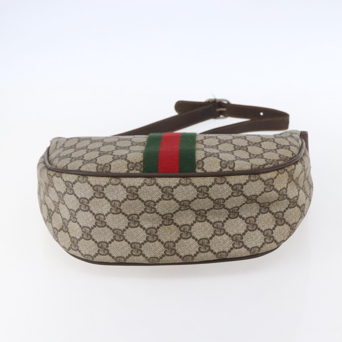 GUCCI GG Supreme Web Sherry Line Shoulder Bag PVC Beige 10 01 3840 Auth 153954