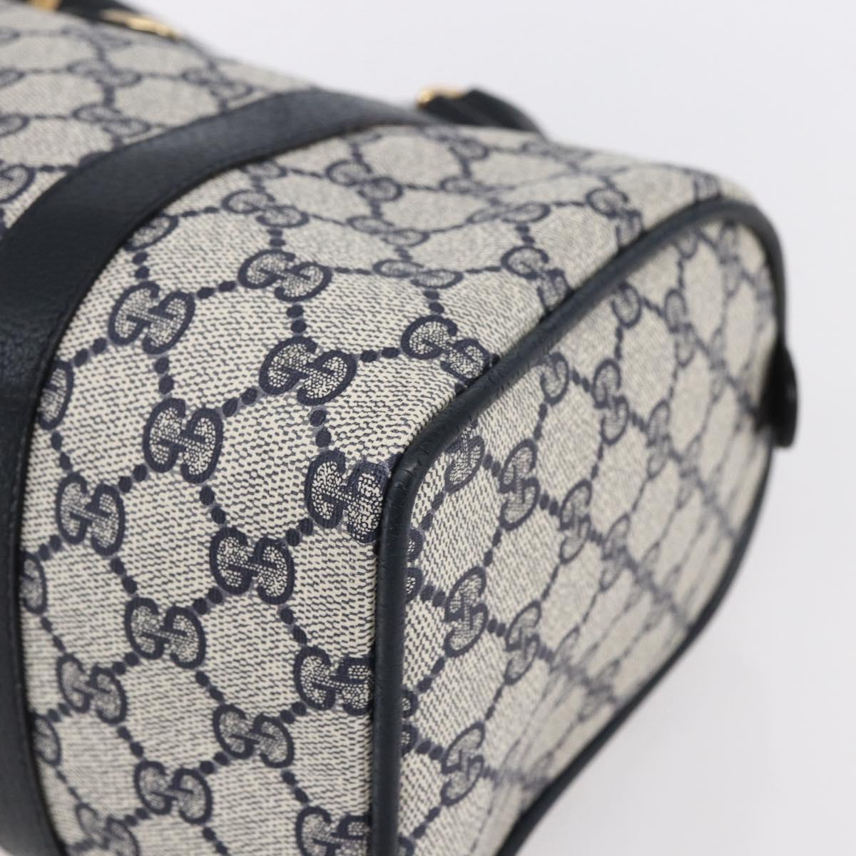 GUCCI GG Supreme Sherry Line Boston Bag PVC Navy Gold Red 116 02 006 Auth 153955