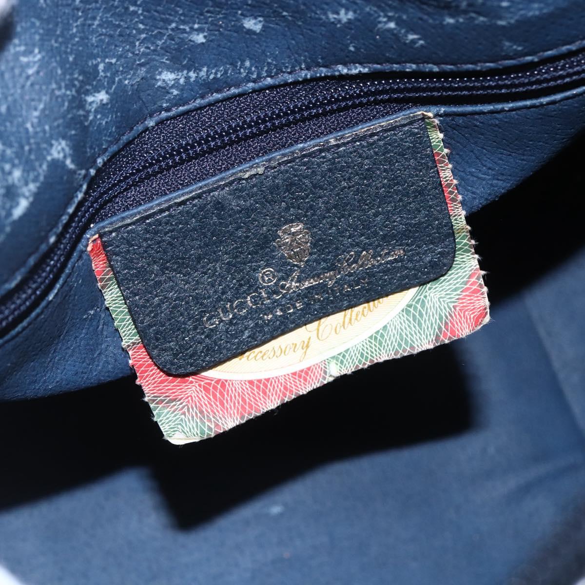 GUCCI GG Supreme Sherry Line Boston Bag PVC Navy Gold Red 116 02 006 Auth 153955