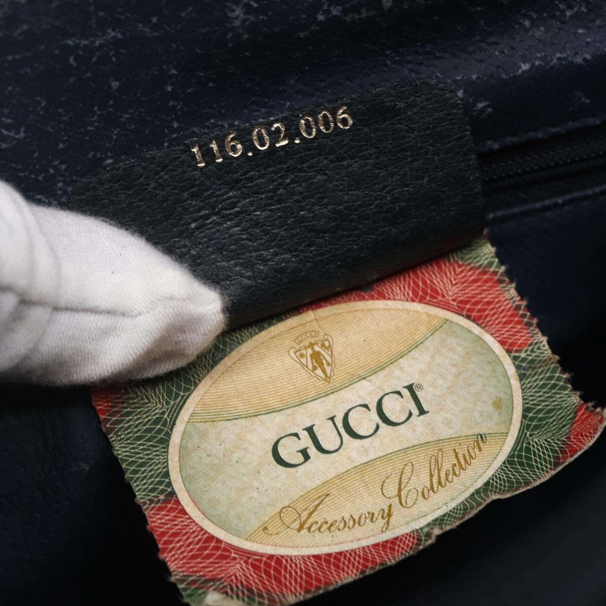 GUCCI GG Supreme Sherry Line Boston Bag PVC Navy Gold Red 116 02 006 Auth 153955