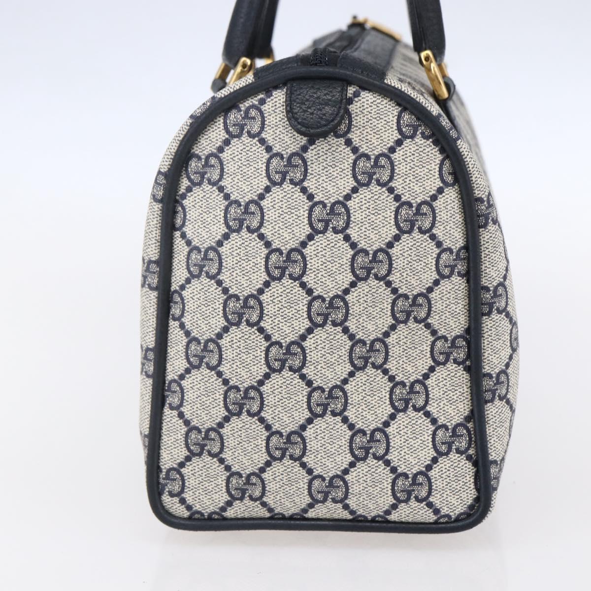 GUCCI GG Supreme Sherry Line Boston Bag PVC Navy Gold Red 116 02 006 Auth 153955