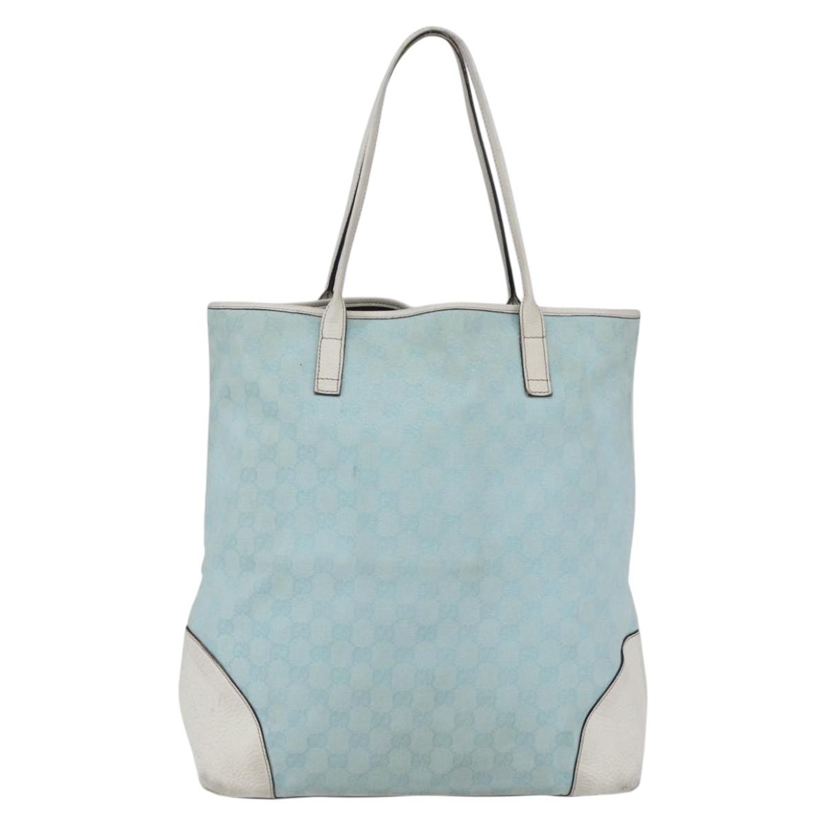GUCCI GG Canvas Tote Bag Outlet Light Blue 263345 Auth 153956