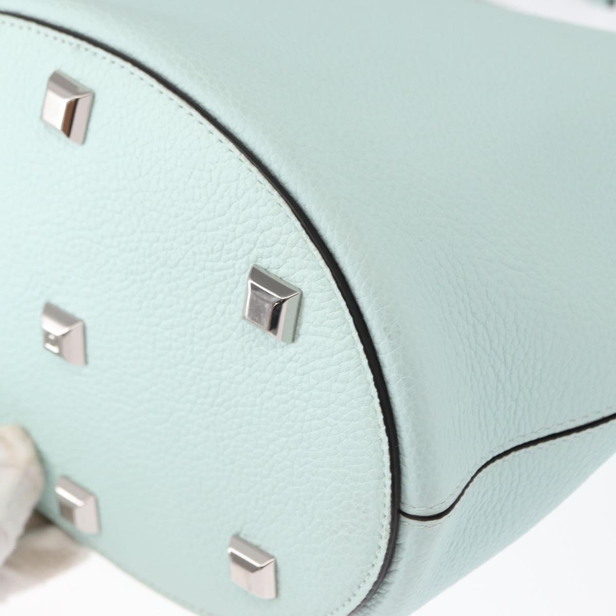 Salvatore Ferragamo Gancini Shoulder Bag Leather Light Blue Silver Auth 153957