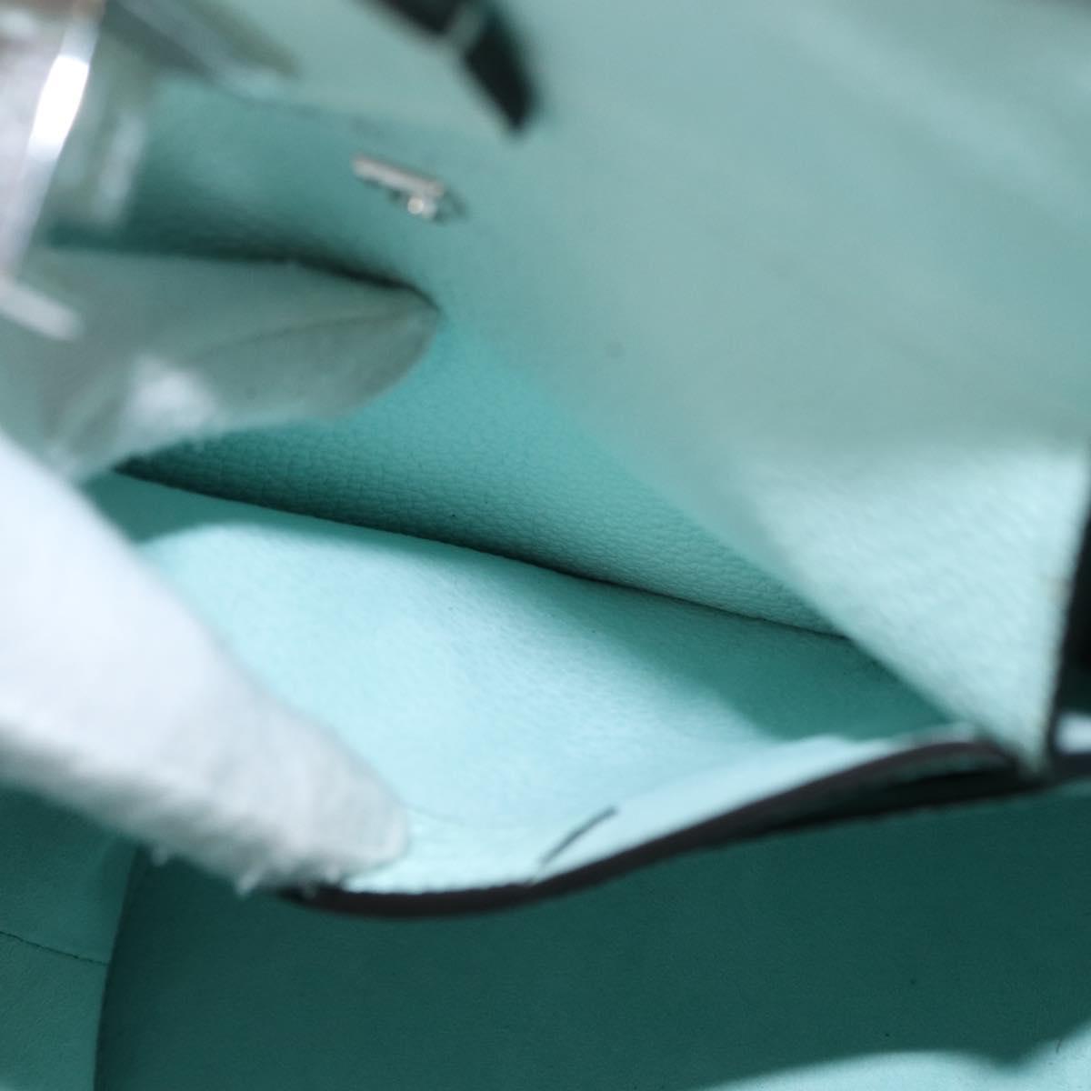 Salvatore Ferragamo Gancini Shoulder Bag Leather Light Blue Silver Auth 153957