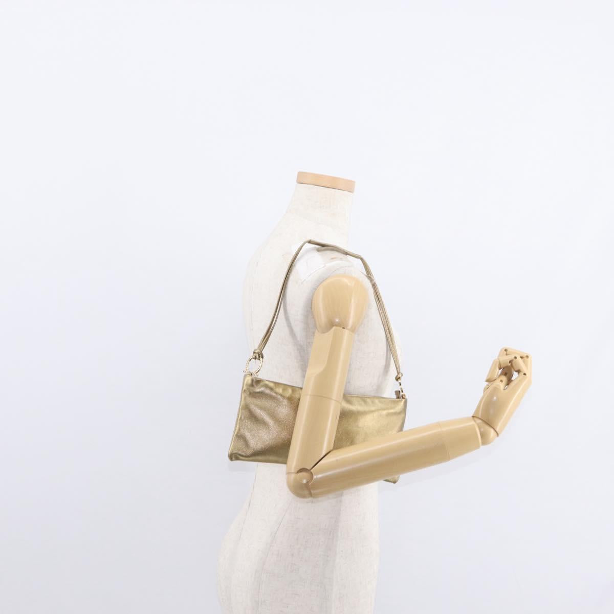 Salvatore Ferragamo Gancini Shoulder Bag Leather Black Gold Auth 153958