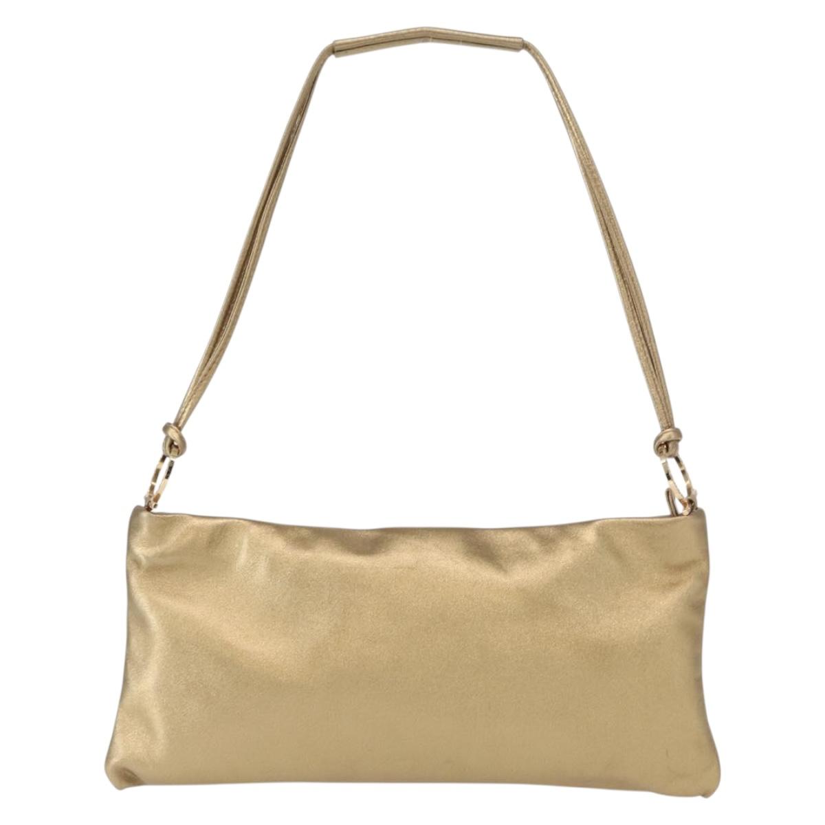 Salvatore Ferragamo Gancini Shoulder Bag Leather Black Gold Auth 153958