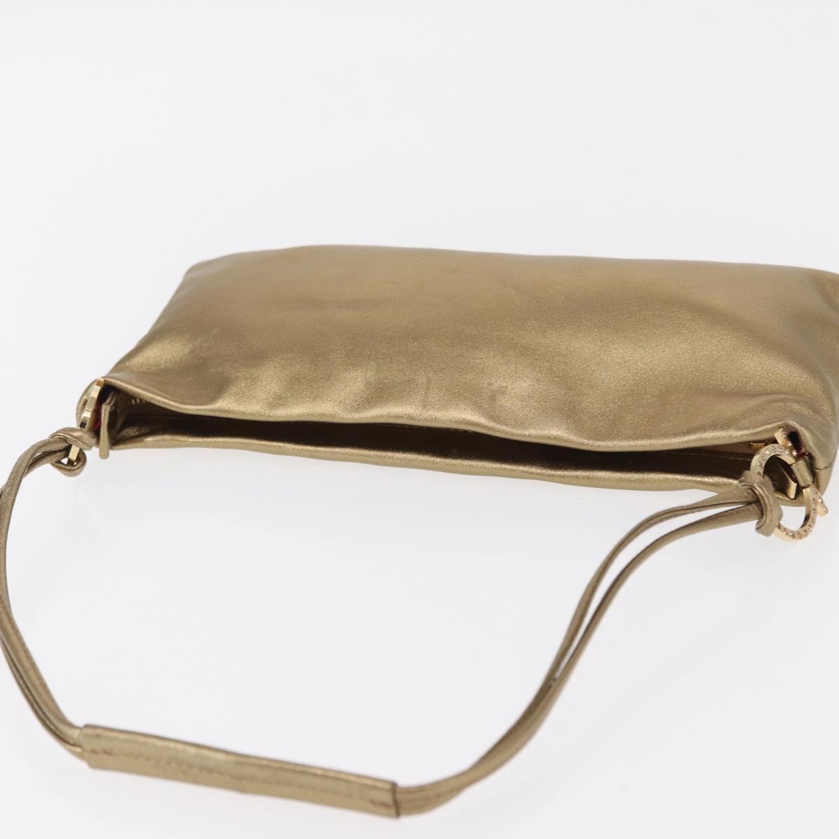 Salvatore Ferragamo Gancini Shoulder Bag Leather Black Gold Auth 153958