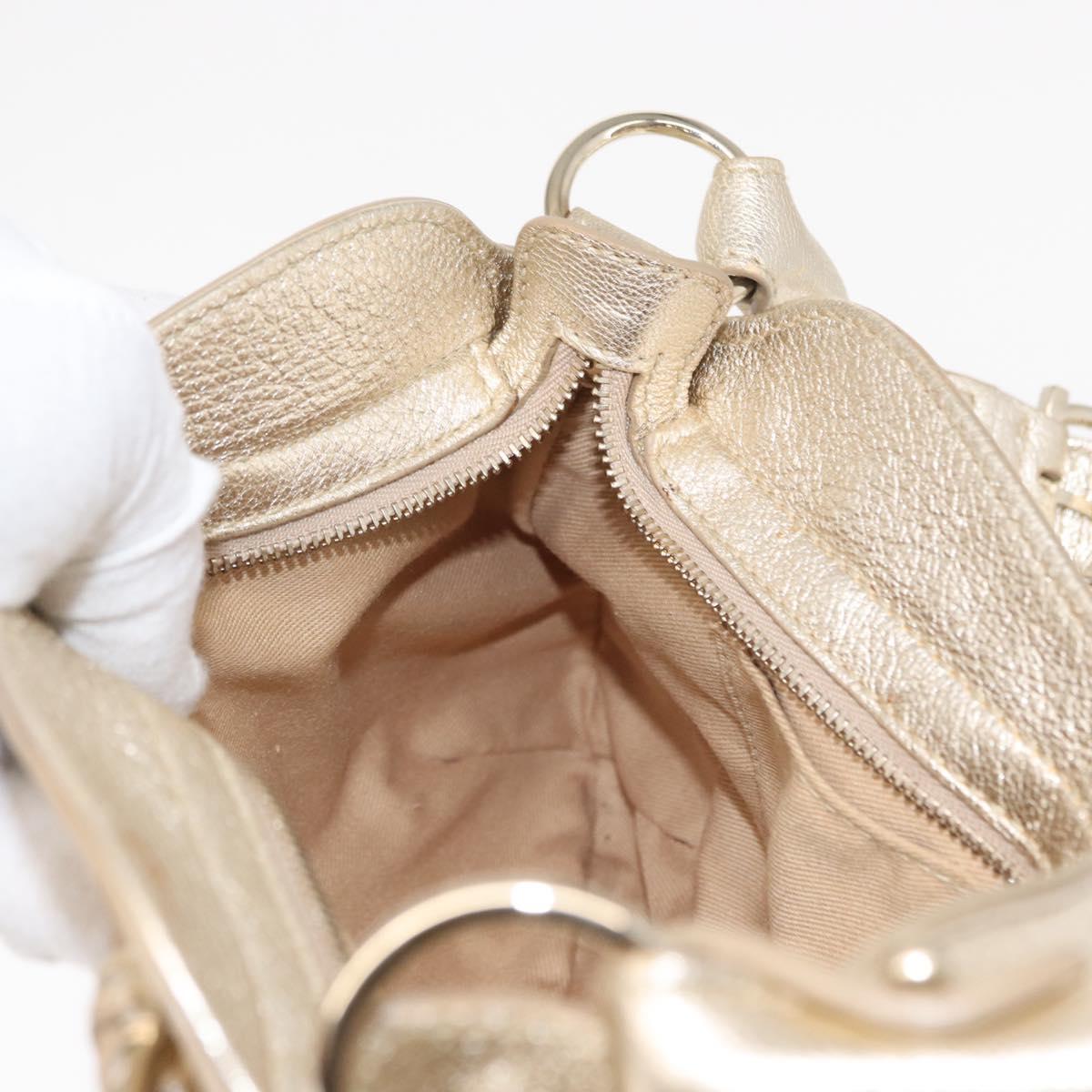 Salvatore Ferragamo Gancini Shoulder Bag Leather Gold Auth 153960