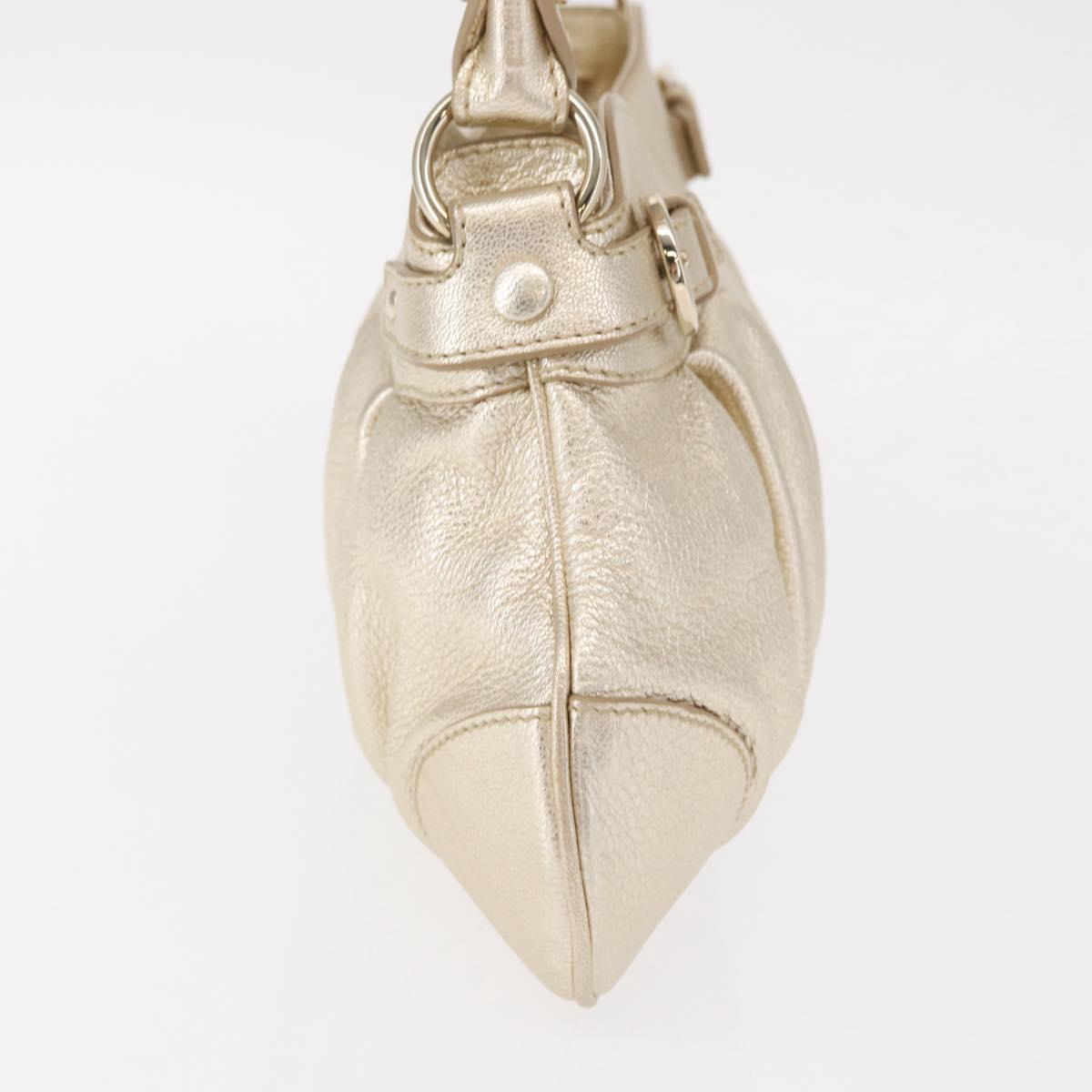 Salvatore Ferragamo Gancini Shoulder Bag Leather Gold Auth 153960