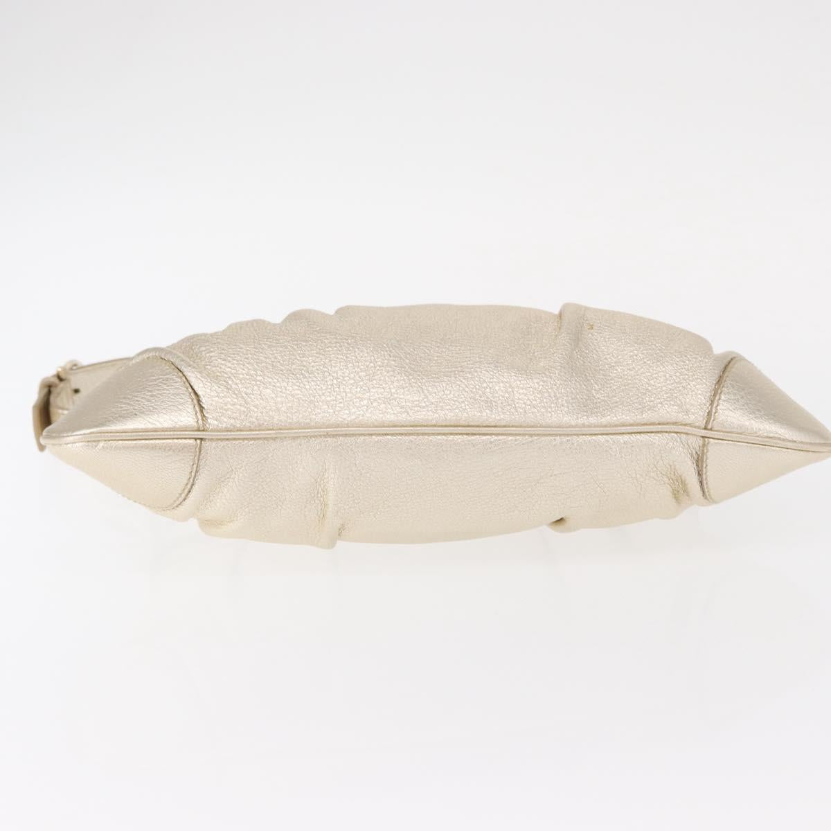 Salvatore Ferragamo Gancini Shoulder Bag Leather Gold Auth 153960