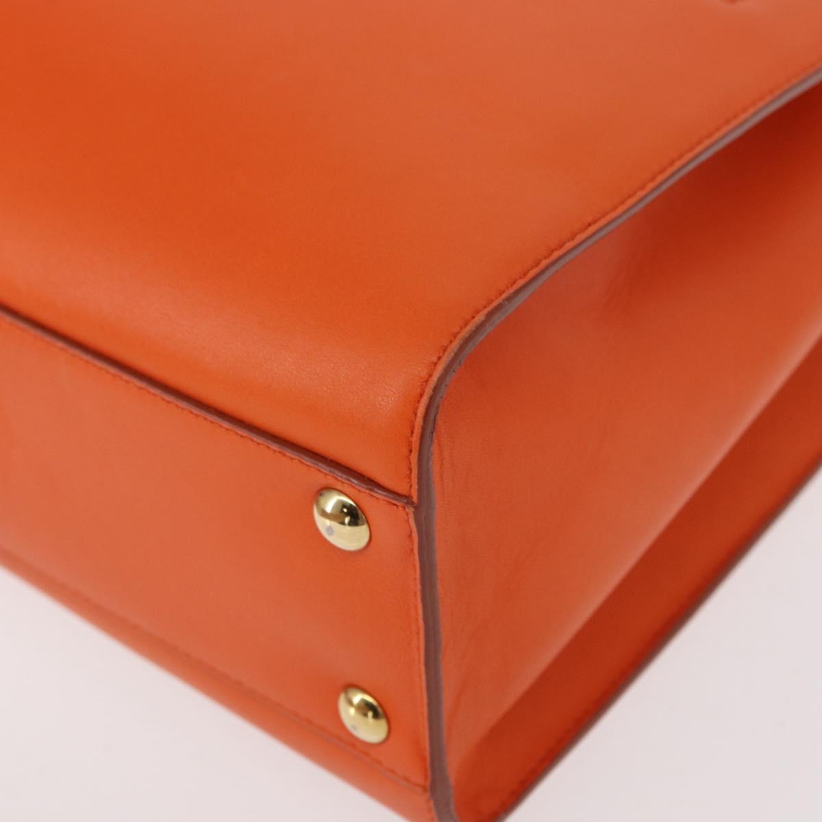 Salvatore Ferragamo Gancini Hand Bag Leather Orange Gold Auth 153961V