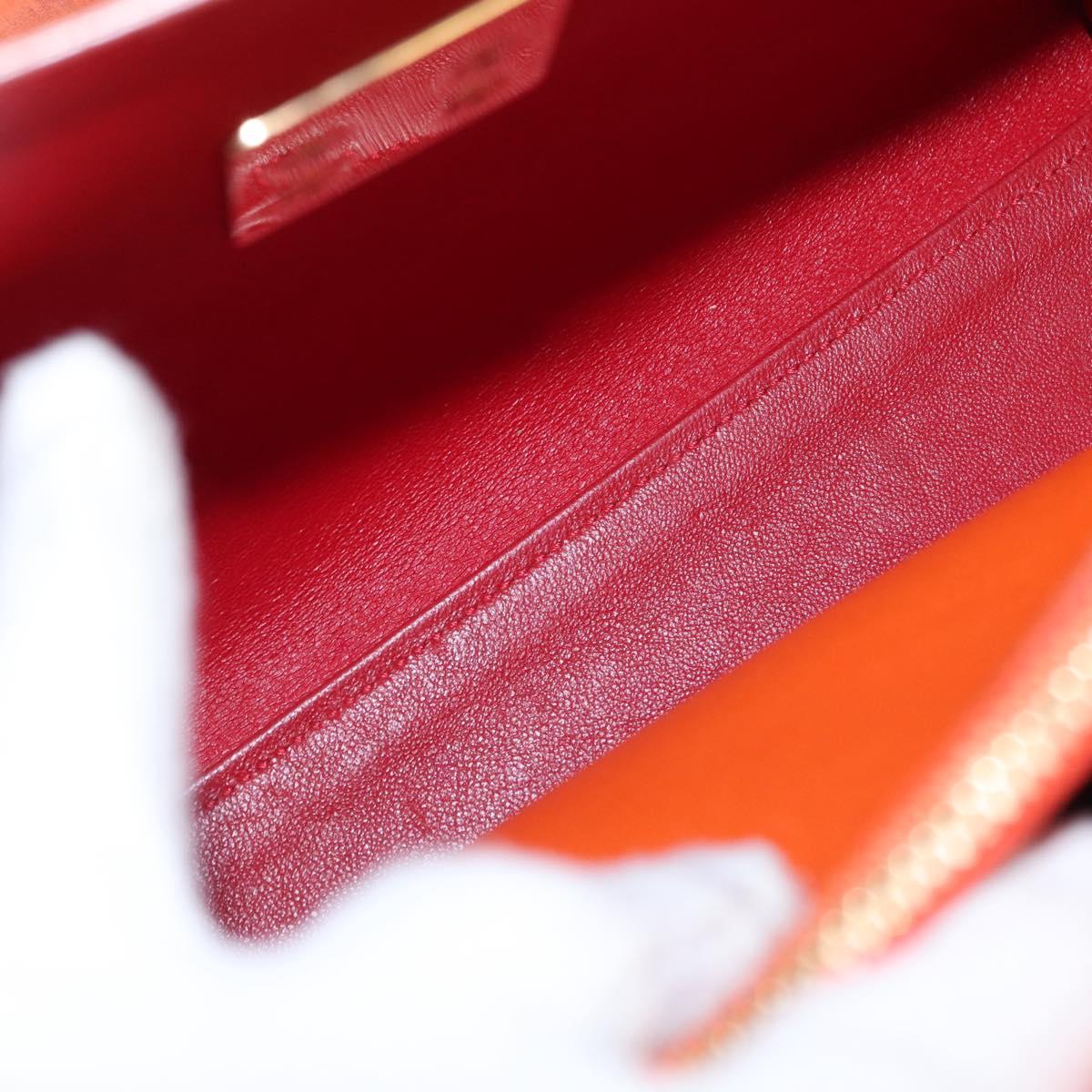 Salvatore Ferragamo Gancini Hand Bag Leather Orange Gold Auth 153961V