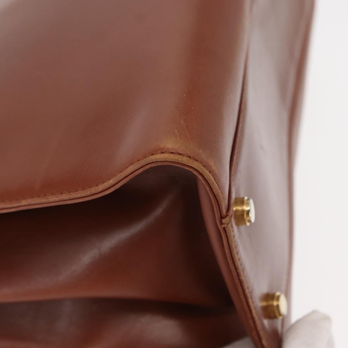 Salvatore Ferragamo Gancini Hand Bag Leather 2way Brown Gold Auth 153962