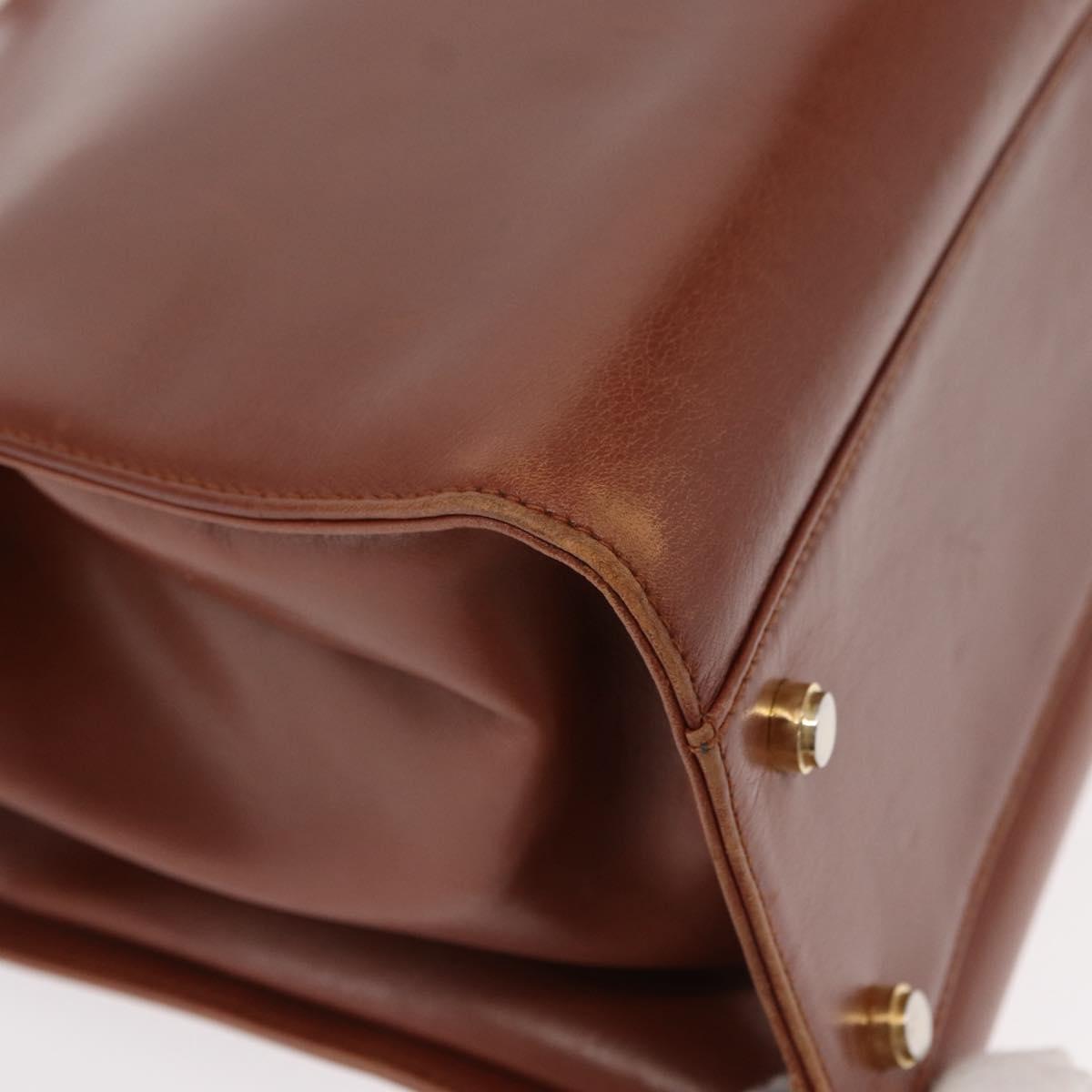 Salvatore Ferragamo Gancini Hand Bag Leather 2way Brown Gold Auth 153962