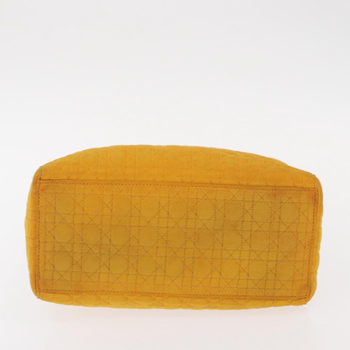 Christian Dior Lady Dior Canage Hand Bag Nylon Yellow Gold Auth 153964