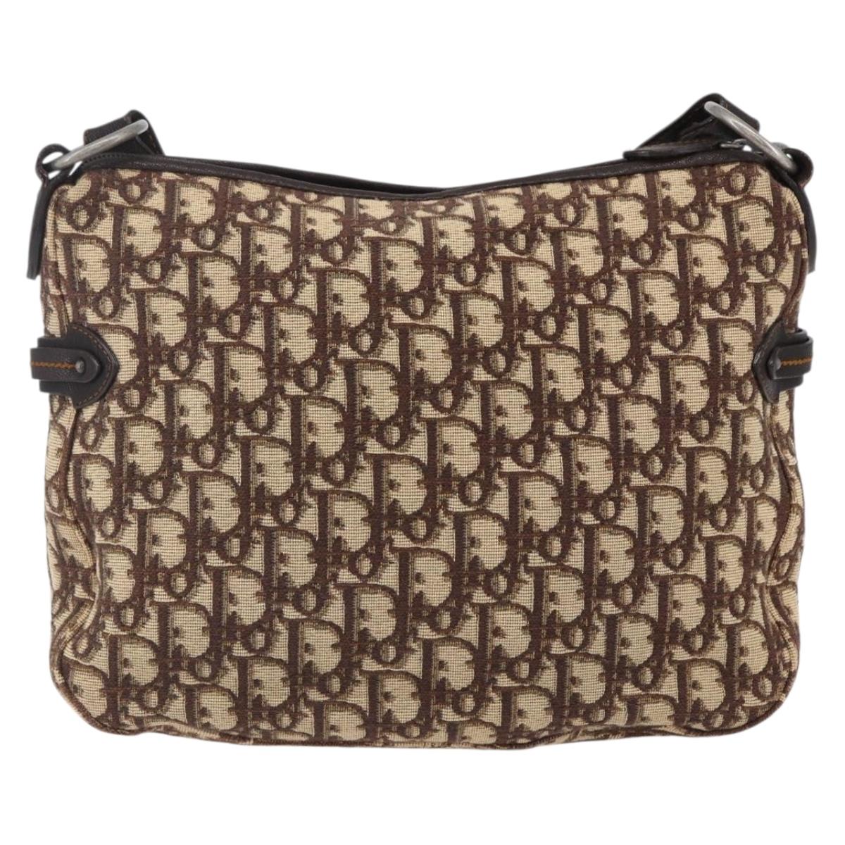 Christian Dior Trotter Canvas Shoulder Bag Brown Auth 153966V