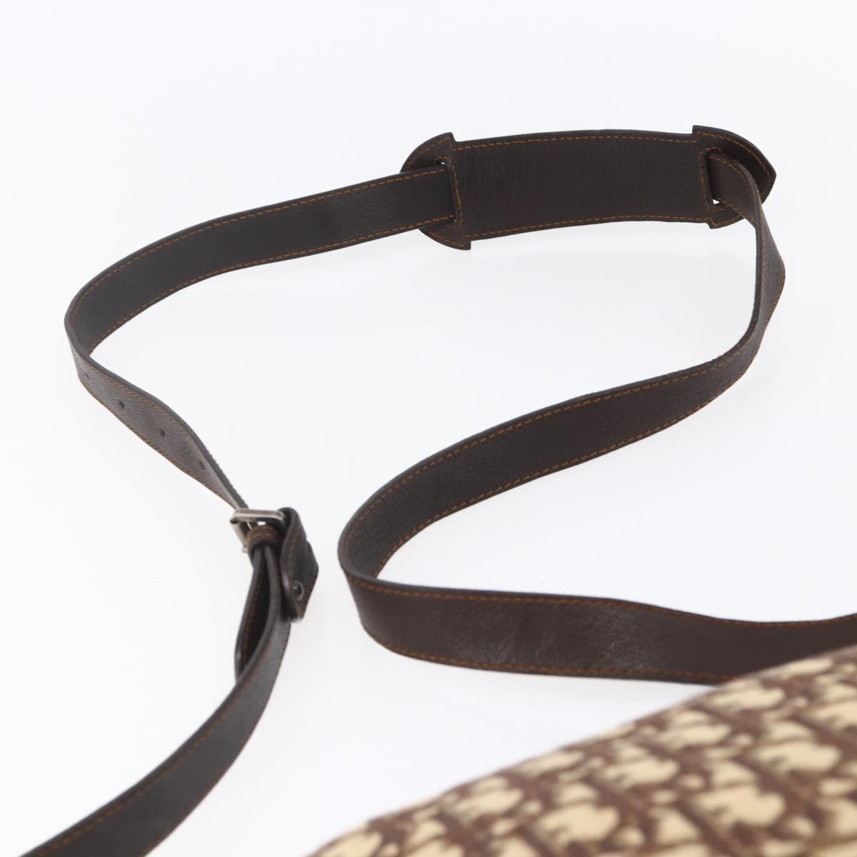Christian Dior Trotter Canvas Shoulder Bag Brown Auth 153966V
