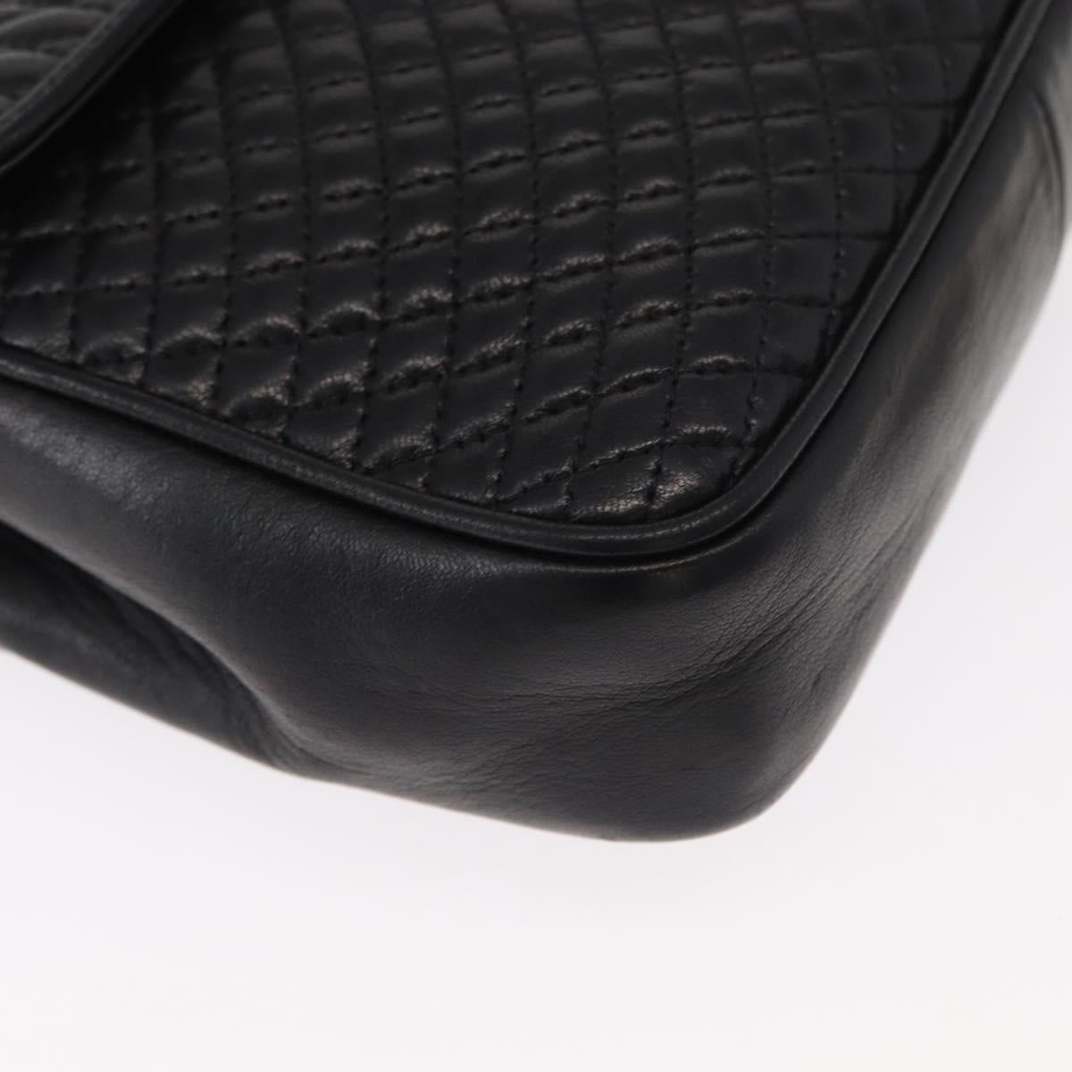 BALLY Chain Shoulder Bag Leather Black Gold Auth 153967