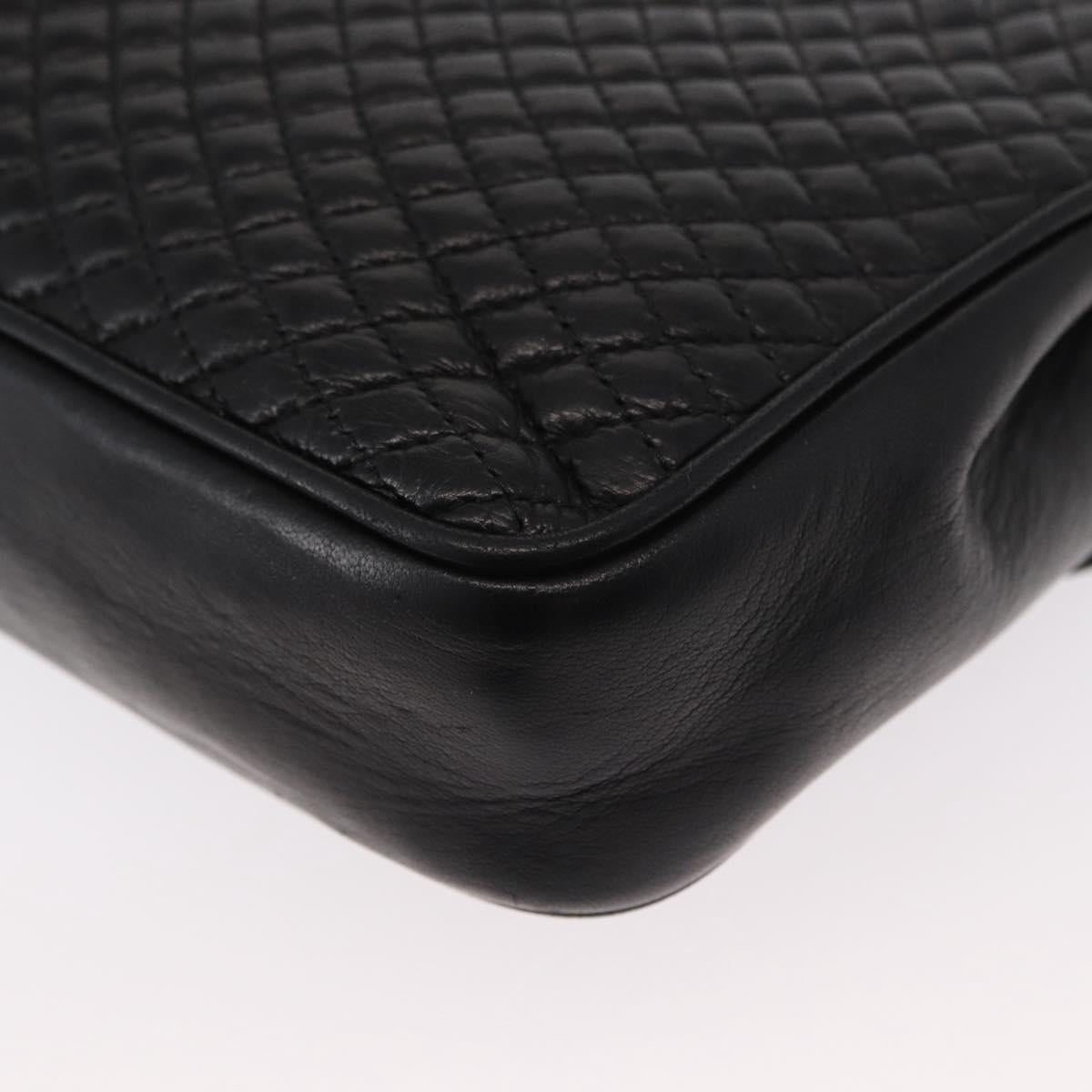 BALLY Chain Shoulder Bag Leather Black Gold Auth 153967