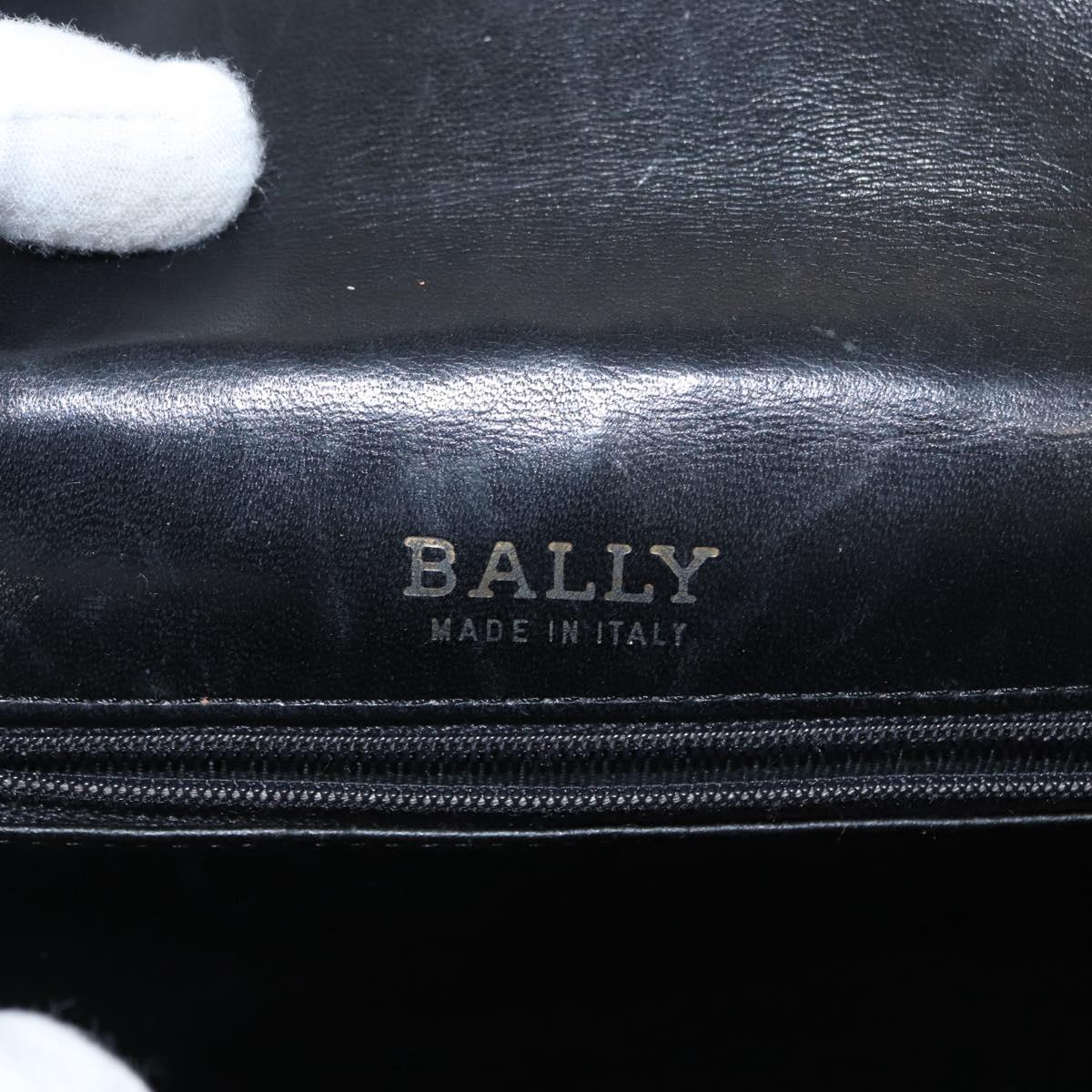 BALLY Chain Shoulder Bag Leather Black Gold Auth 153967