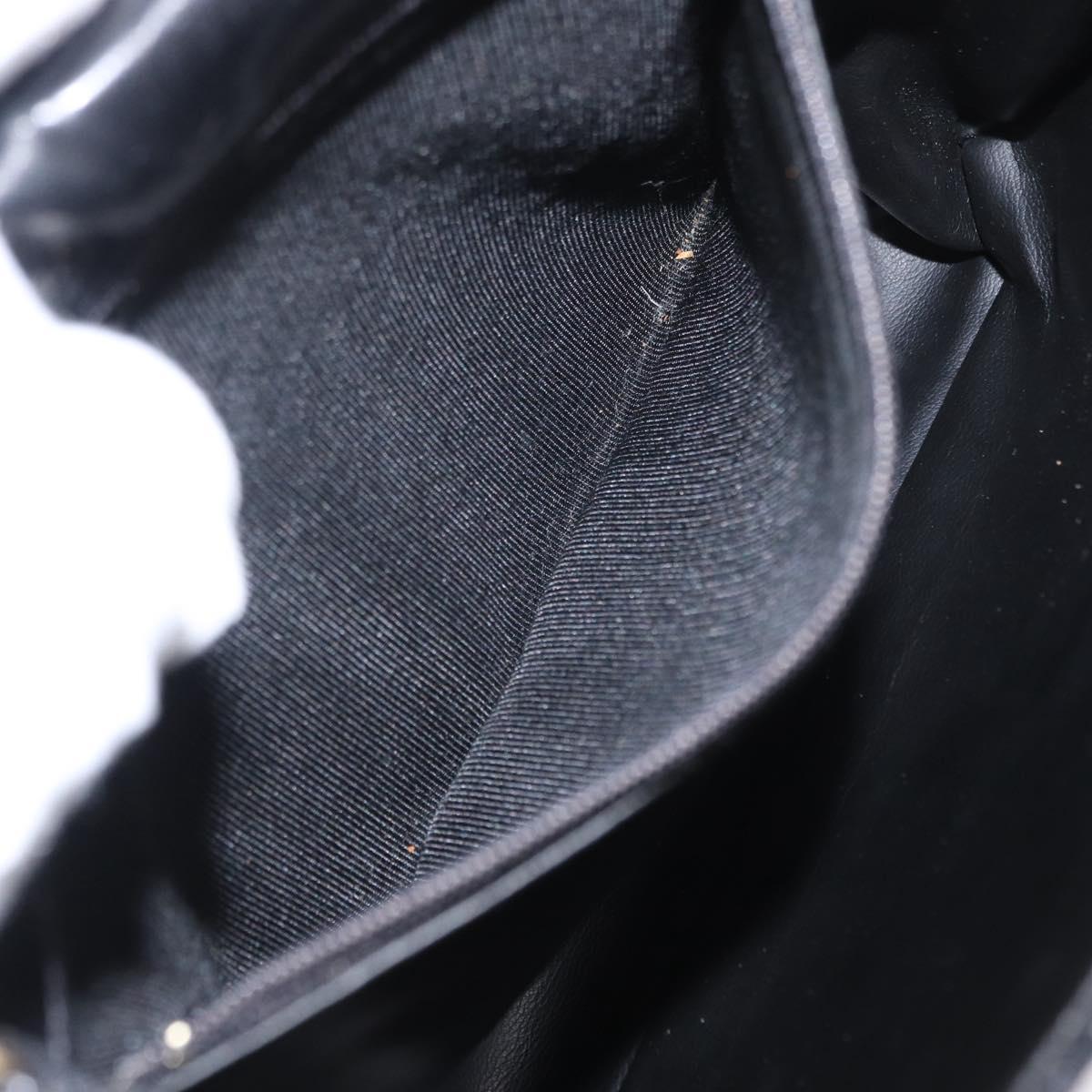 BALLY Chain Shoulder Bag Leather Black Gold Auth 153967