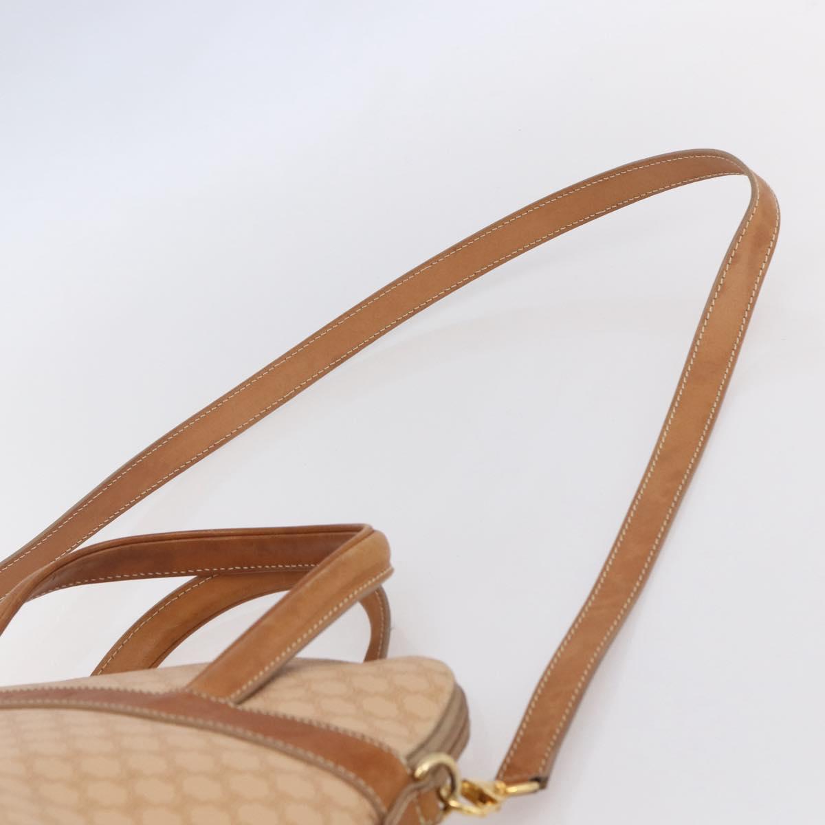 CELINE Macadam Canvas Hand Bag PVC 2way Beige Gold Auth 153970