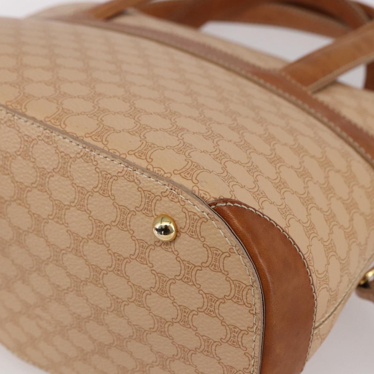 CELINE Macadam Canvas Hand Bag PVC 2way Beige Gold Auth 153970