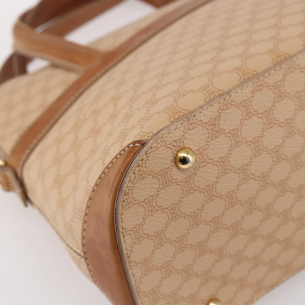 CELINE Macadam Canvas Hand Bag PVC 2way Beige Gold Auth 153970