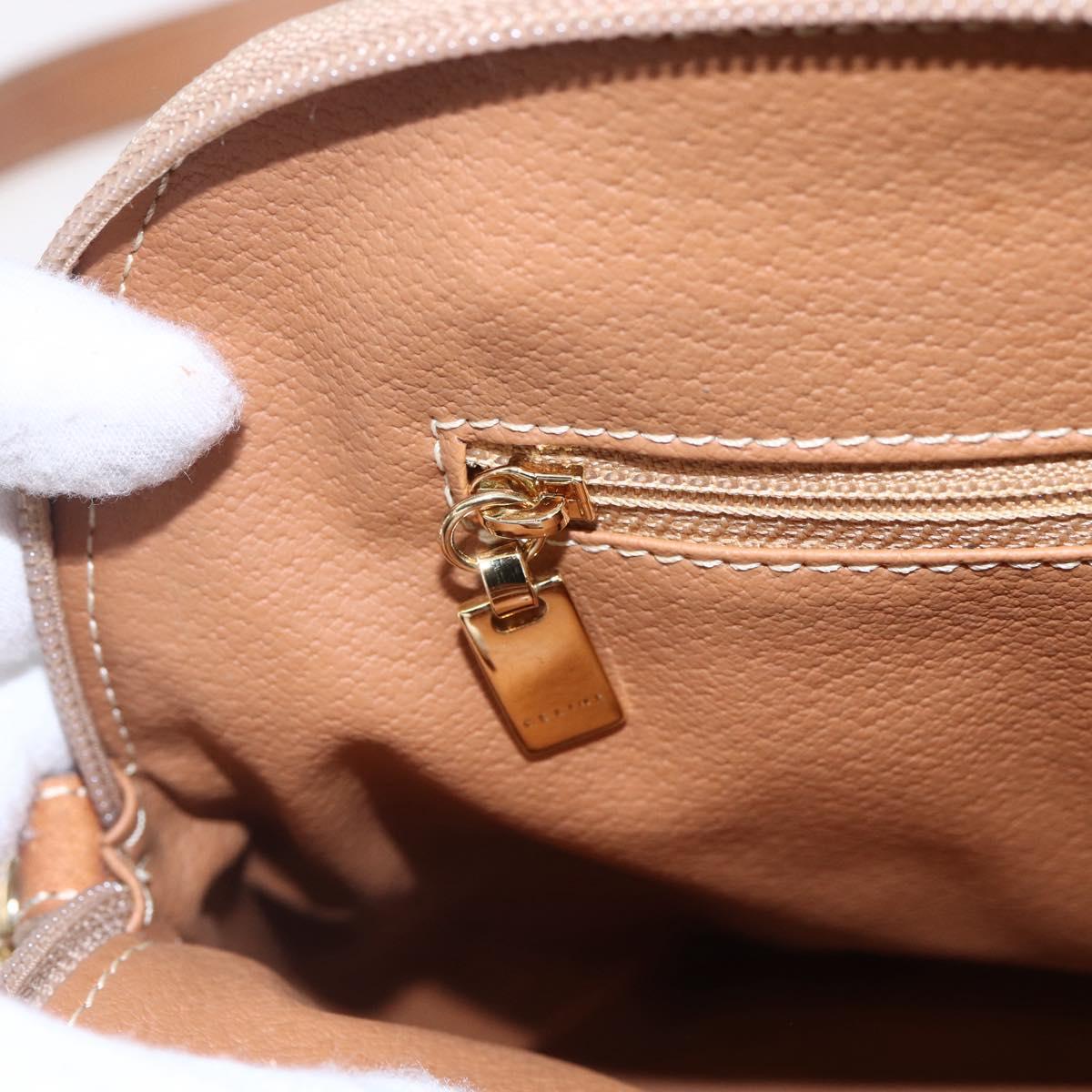 CELINE Macadam Canvas Hand Bag PVC 2way Beige Gold Auth 153970