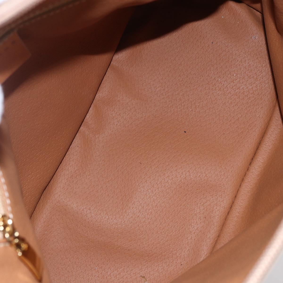 CELINE Macadam Canvas Hand Bag PVC 2way Beige Gold Auth 153970