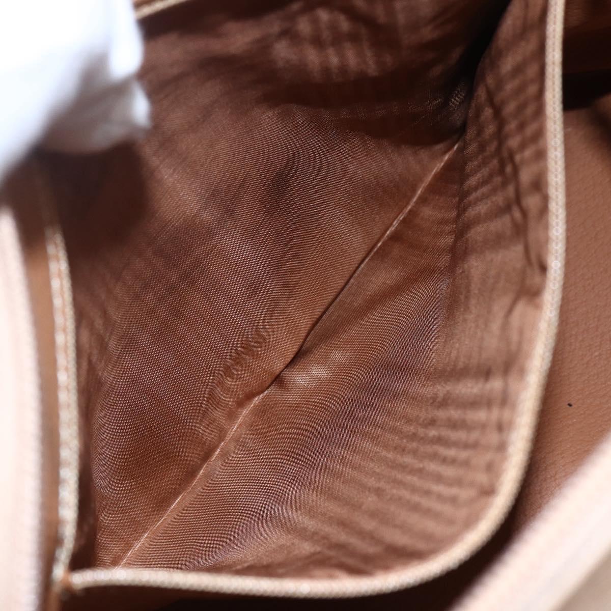 CELINE Macadam Canvas Hand Bag PVC 2way Beige Gold Auth 153970