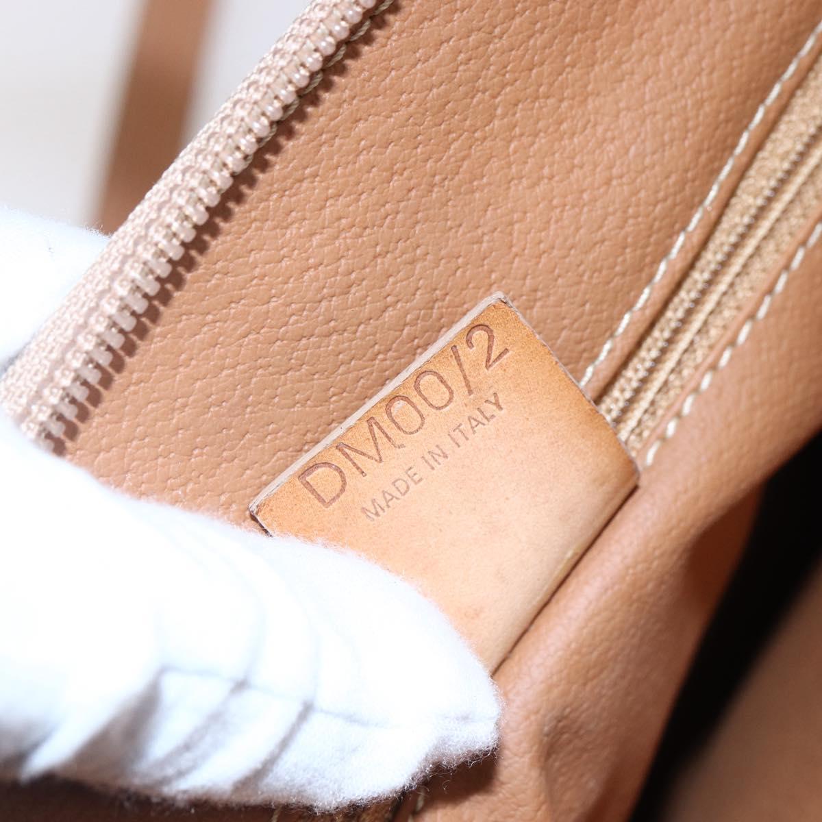 CELINE Macadam Canvas Hand Bag PVC 2way Beige Gold Auth 153970