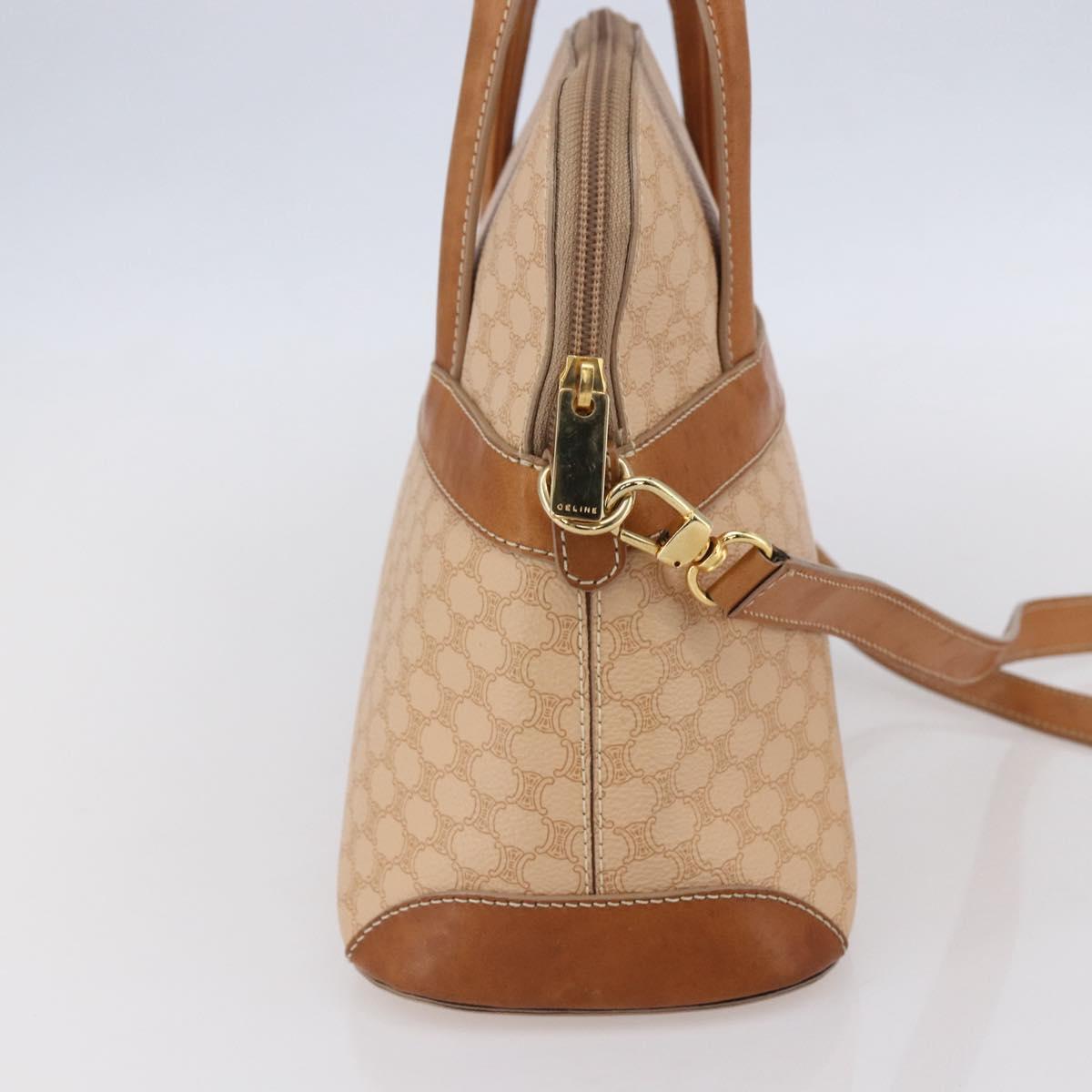 CELINE Macadam Canvas Hand Bag PVC 2way Beige Gold Auth 153970