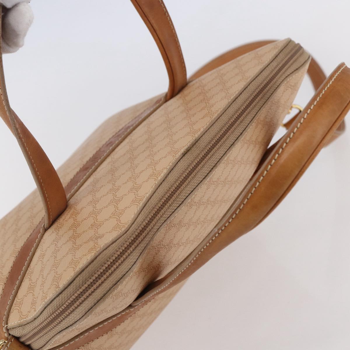 CELINE Macadam Canvas Hand Bag PVC 2way Beige Gold Auth 153970