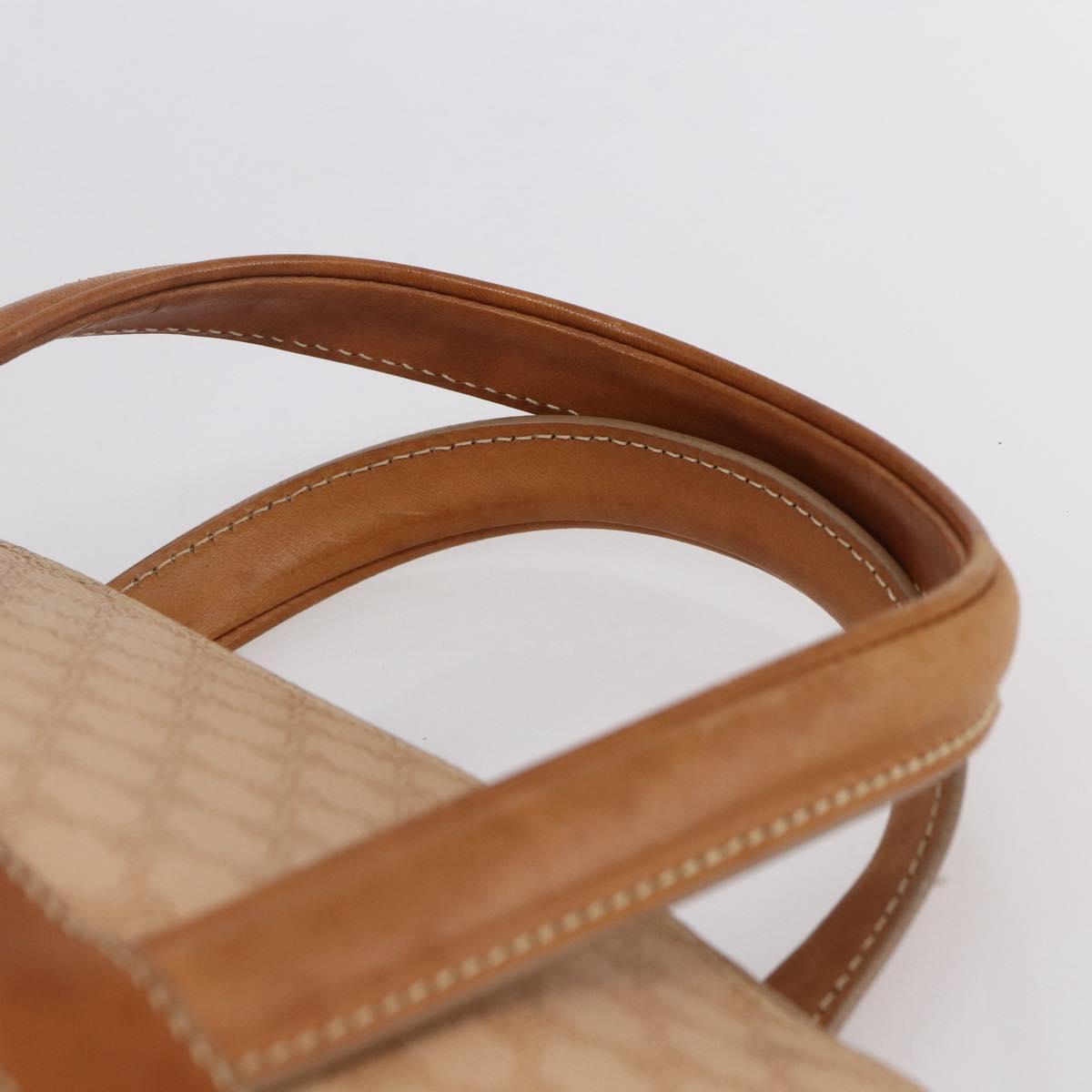 CELINE Macadam Canvas Hand Bag PVC 2way Beige Gold Auth 153970