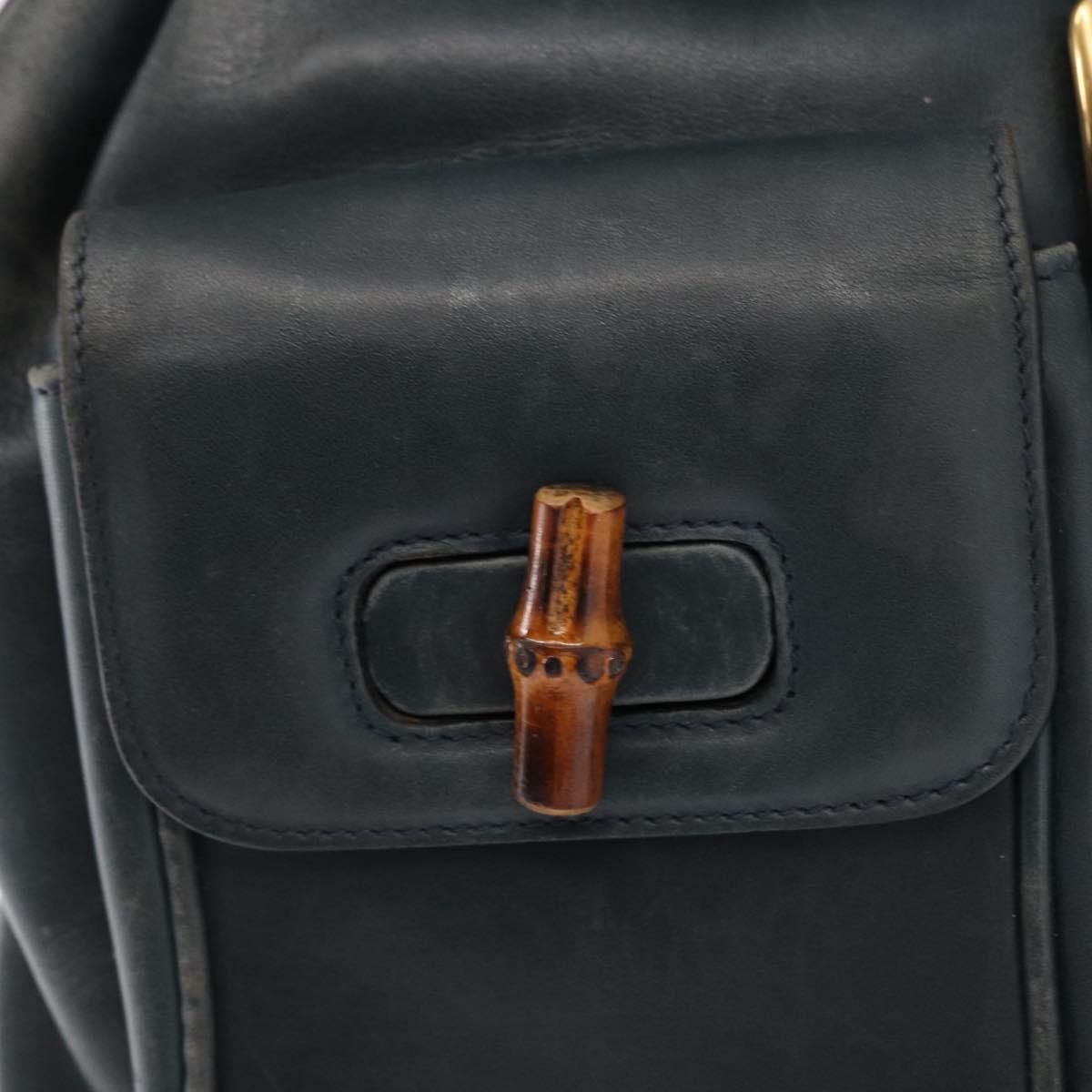 GUCCI Bamboo Backpack Leather Black Gold 003 58 0016 Auth 153971