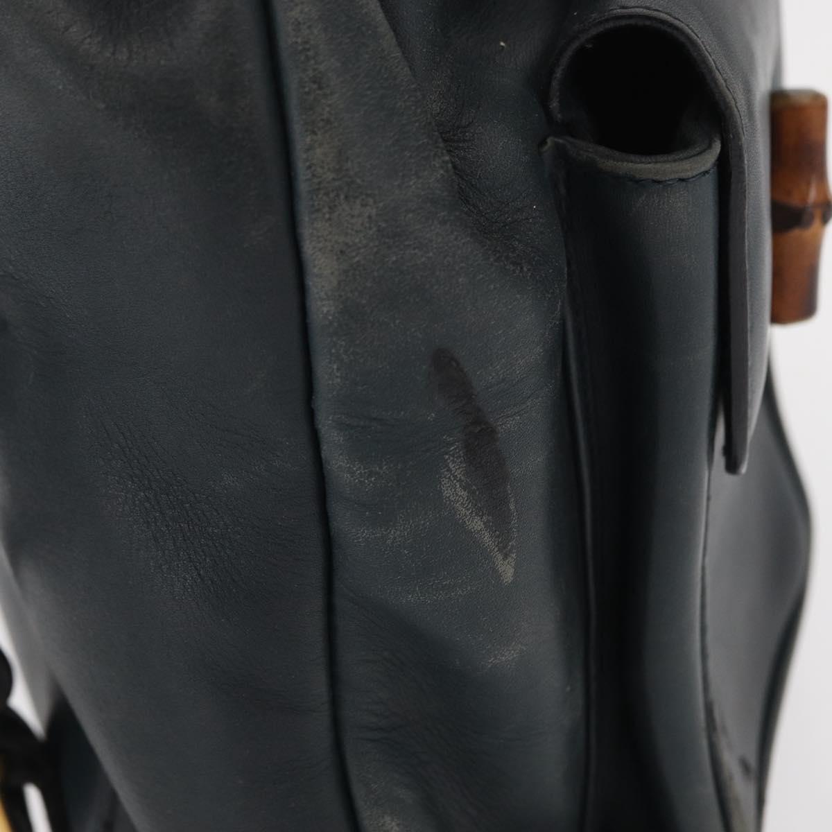 GUCCI Bamboo Backpack Leather Black Gold 003 58 0016 Auth 153971