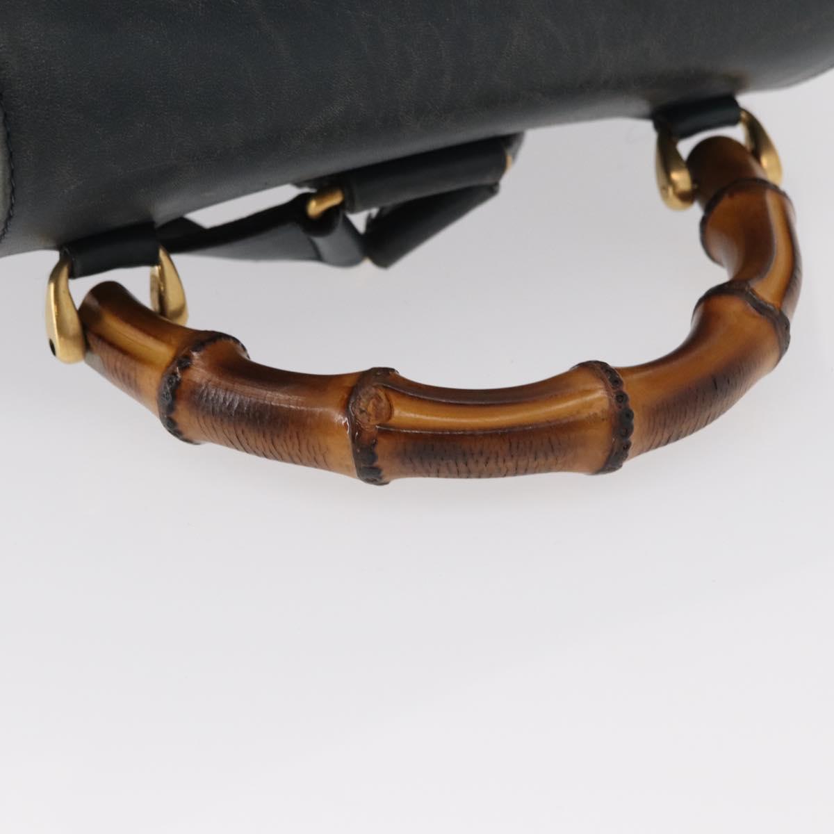 GUCCI Bamboo Backpack Leather Black Gold 003 58 0016 Auth 153971