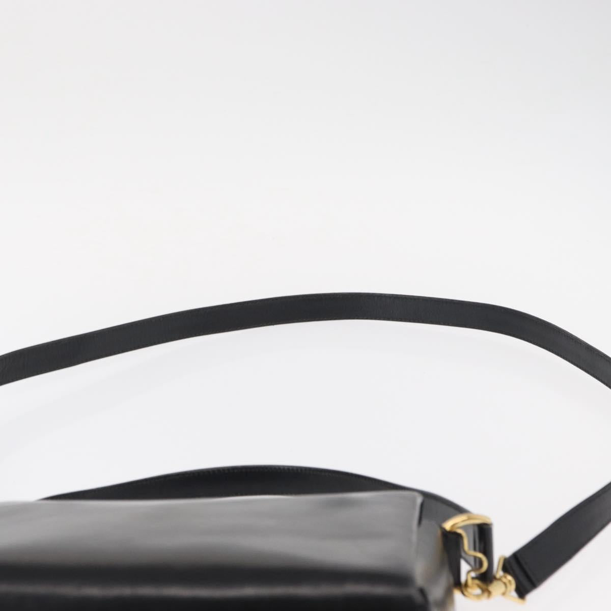 GUCCI Bamboo Hand Bag Leather 2way Black Gold Auth 153972