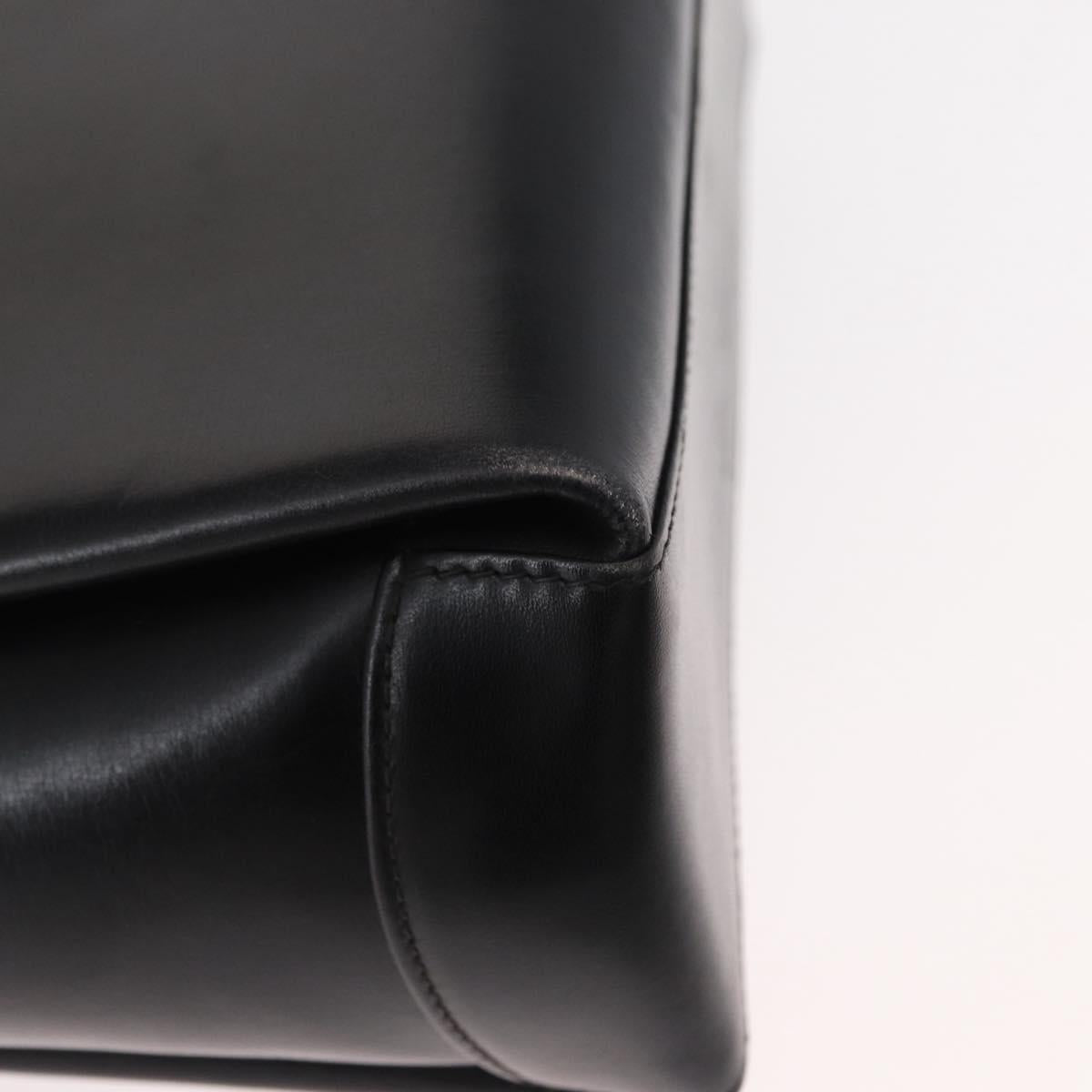 GUCCI Bamboo Hand Bag Leather 2way Black Gold Auth 153972