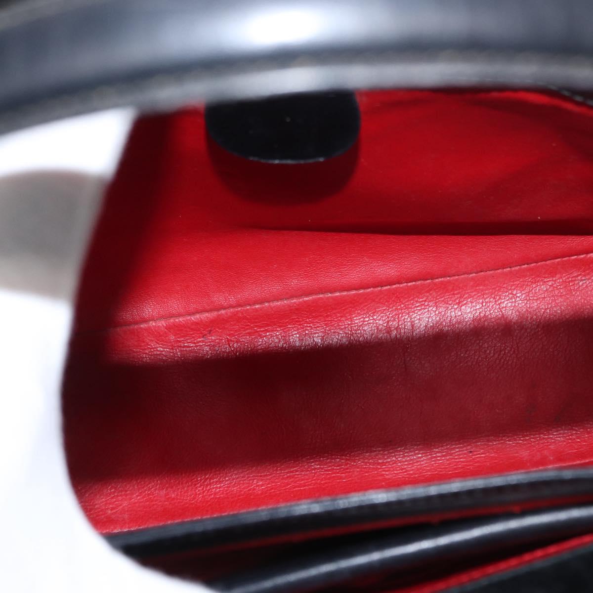 GUCCI Bamboo Hand Bag Leather 2way Black Gold Auth 153972