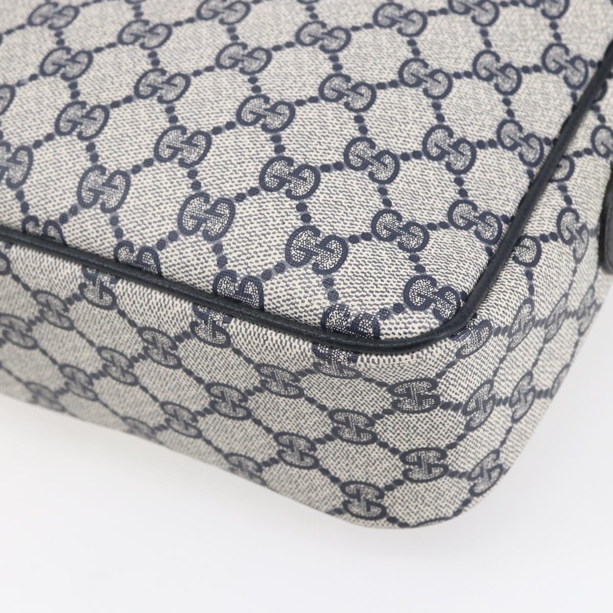 GUCCI GG Supreme Sherry Line Shoulder Bag PVC Navy Gold 904 02 063 Auth 153974