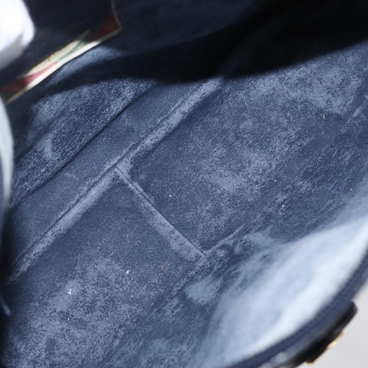 GUCCI GG Supreme Sherry Line Shoulder Bag PVC Navy Gold 904 02 063 Auth 153974