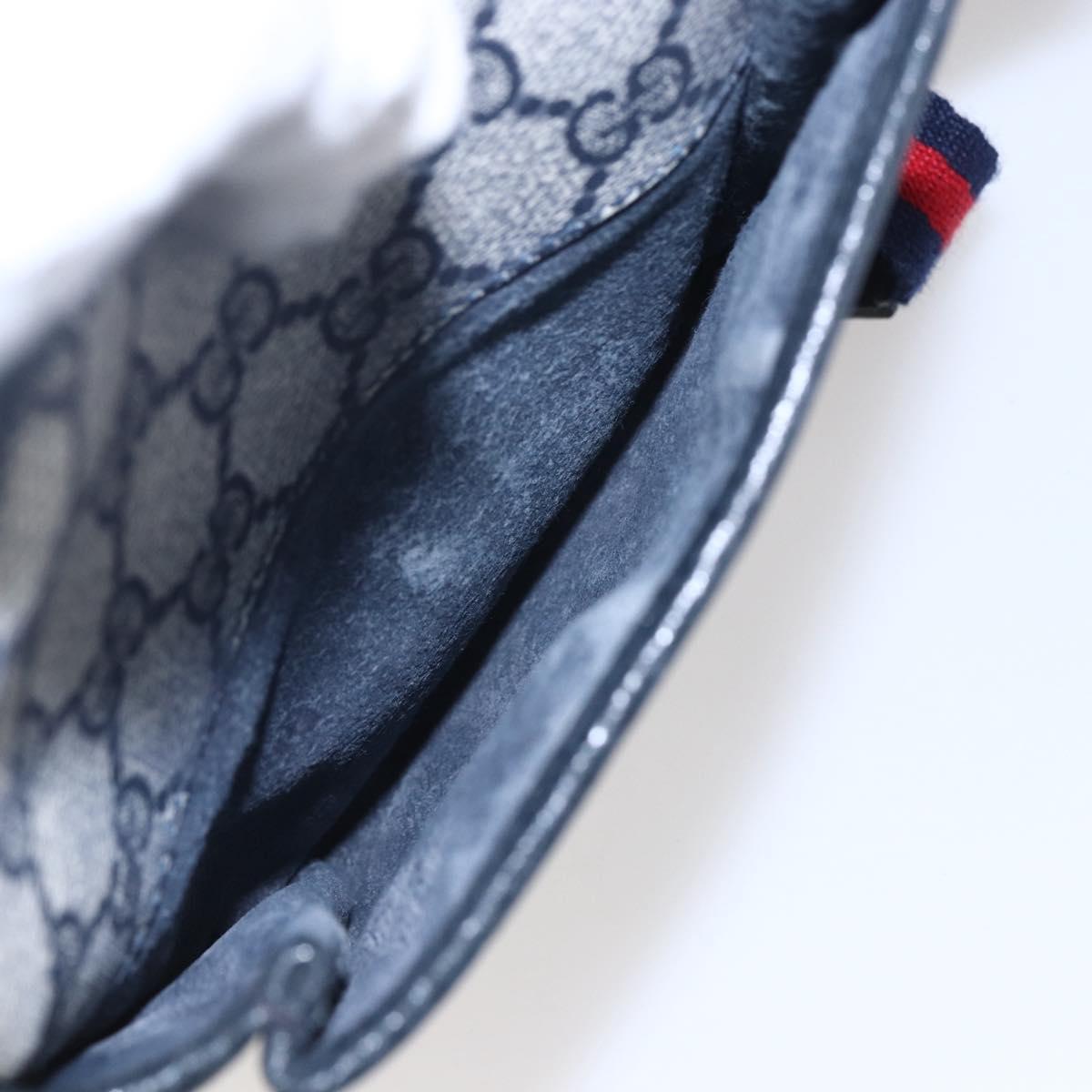 GUCCI GG Supreme Sherry Line Shoulder Bag PVC Navy Gold 904 02 063 Auth 153974