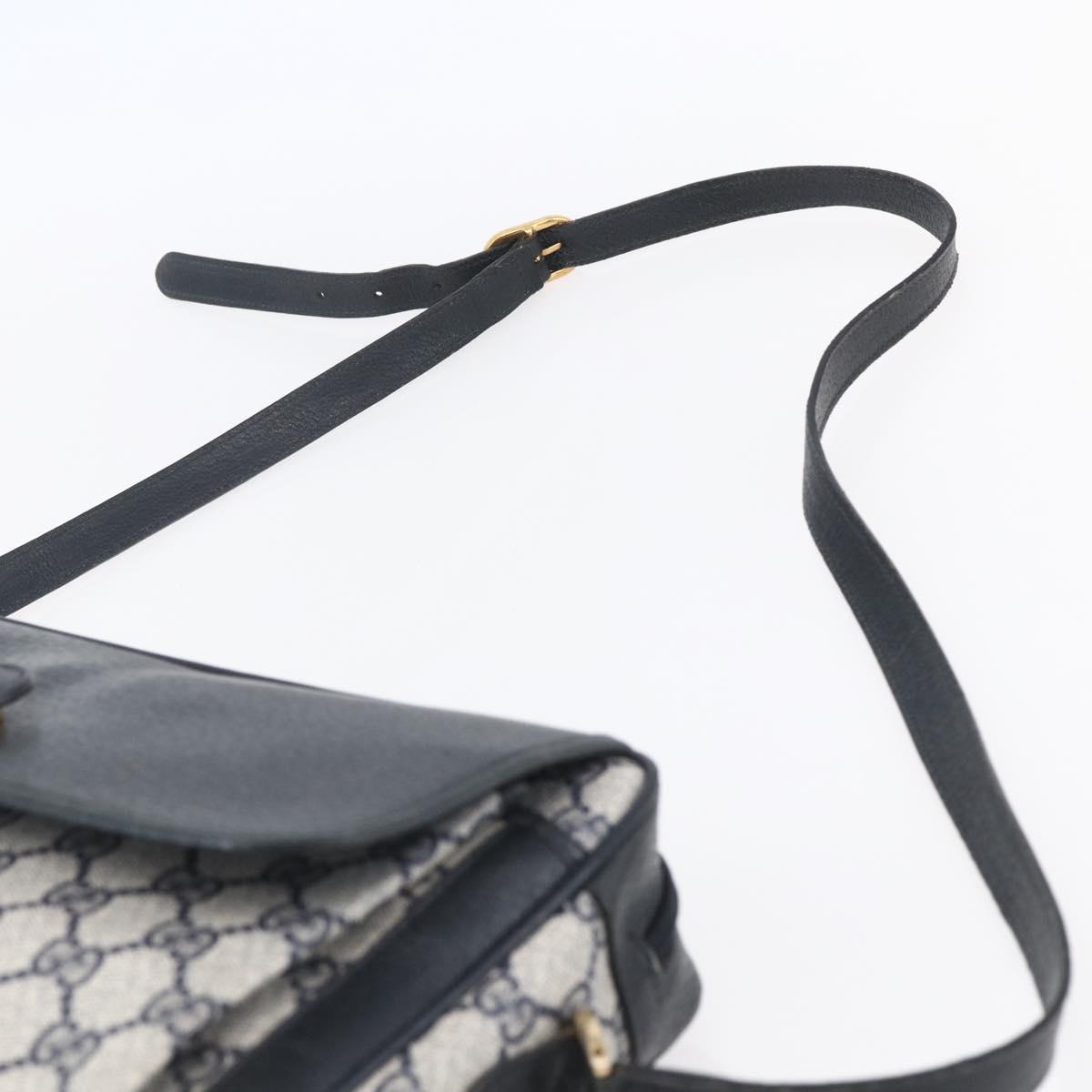 GUCCI GG Supreme Sherry Line Shoulder Bag PVC Navy Gold 904 02 063 Auth 153974