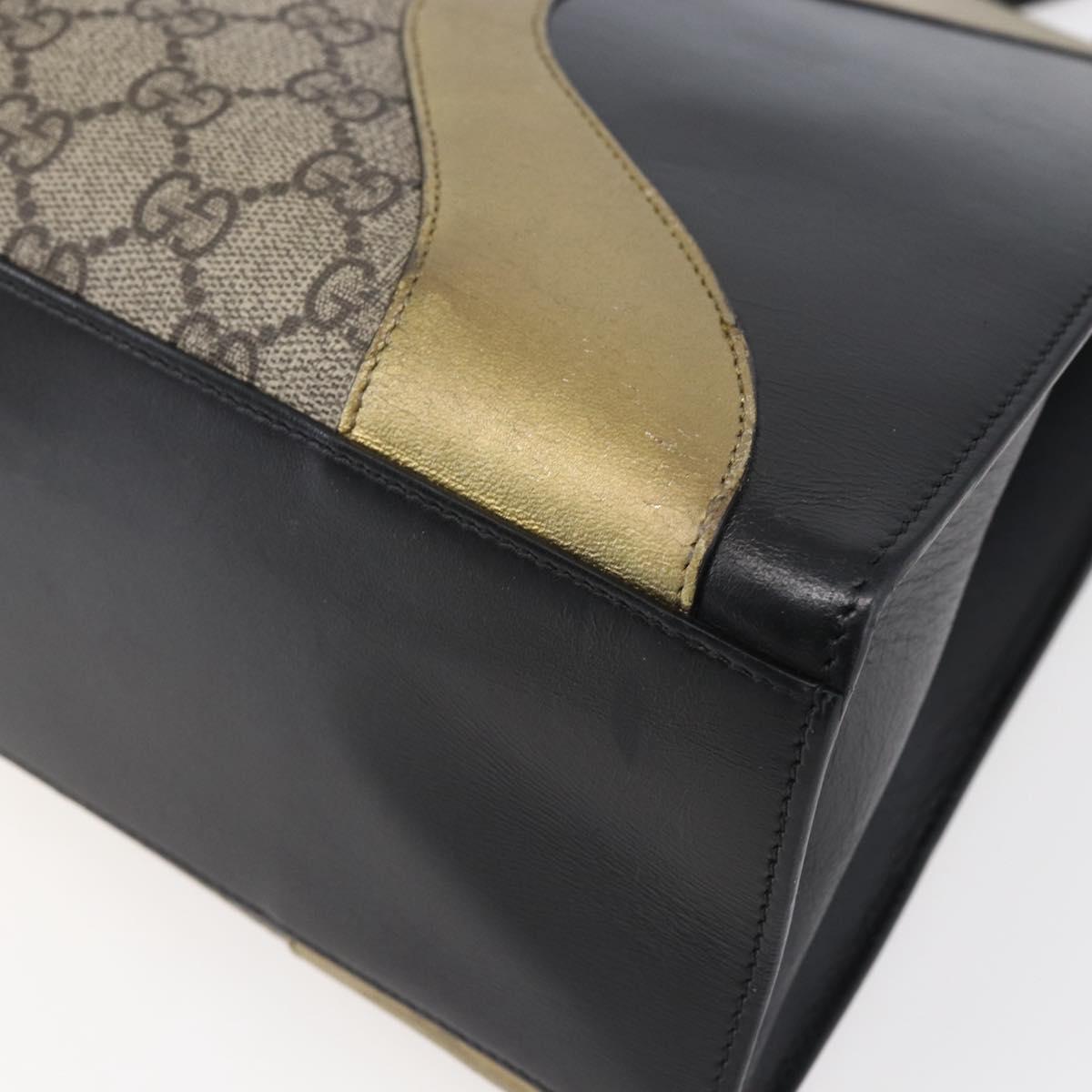 GUCCI GG Supreme Cat Head Hand Bag PVC 2way Beige Gold 476435 Auth 153975